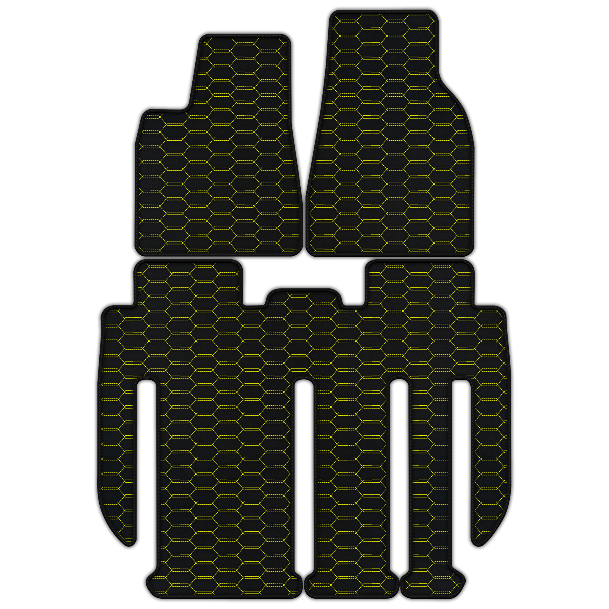 Customizable Leather Floor Mats with Interlaced Hex Pattern for Tesla Model X - 7 Seats (2017-2025)