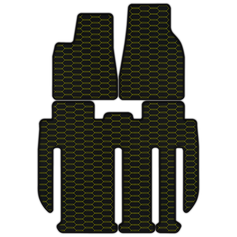 Anpassbare Lederfußmatten mit verflochtenem Sechseckmuster für Tesla Model X – 7 Sitze (2017–2025)