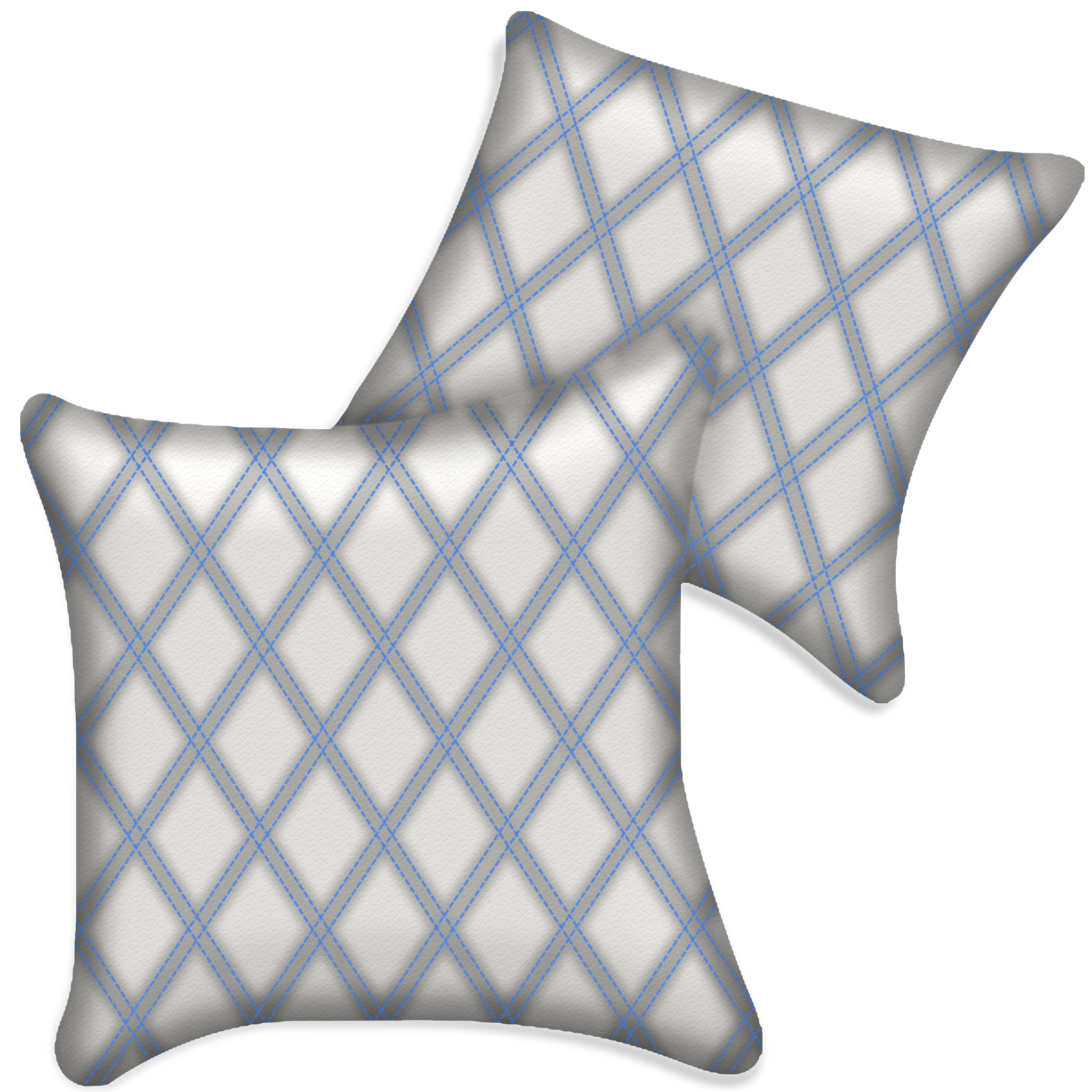 Customizable White Leather Pillows Set of 2 for All Vehicles | Double Diamond Pattern