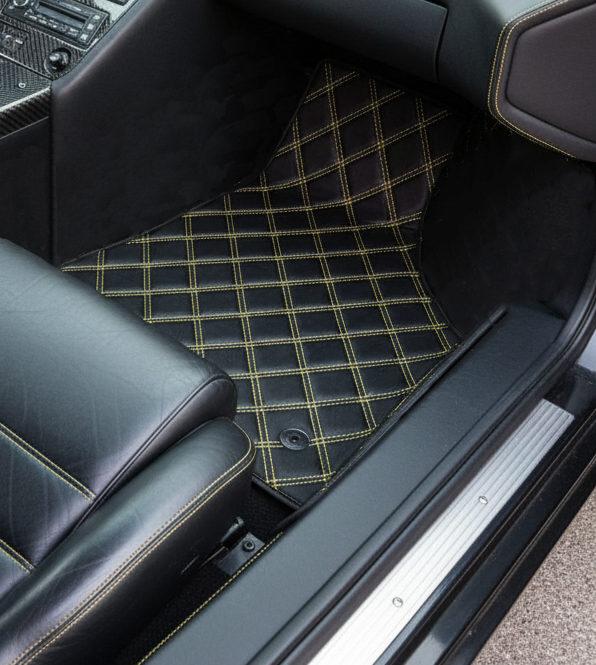Customizable Gray Floor Mats Lamborghini Diablo 1990-2001 Alcantara Leather - AutoWin.EU