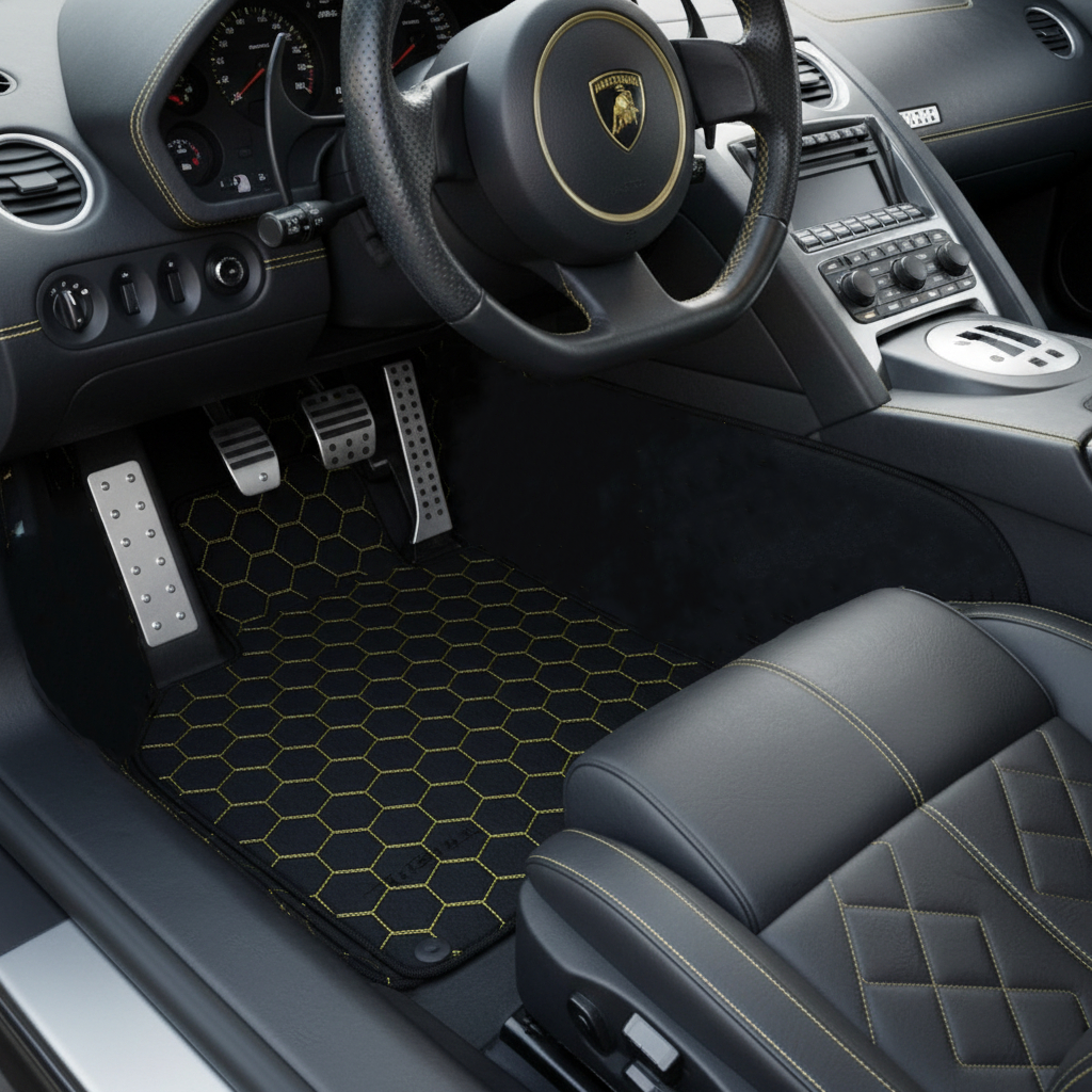 Customizable Floor Mats From Carpet With Leather for Lamborghini Murcielago (2001-2010) - AutoWin