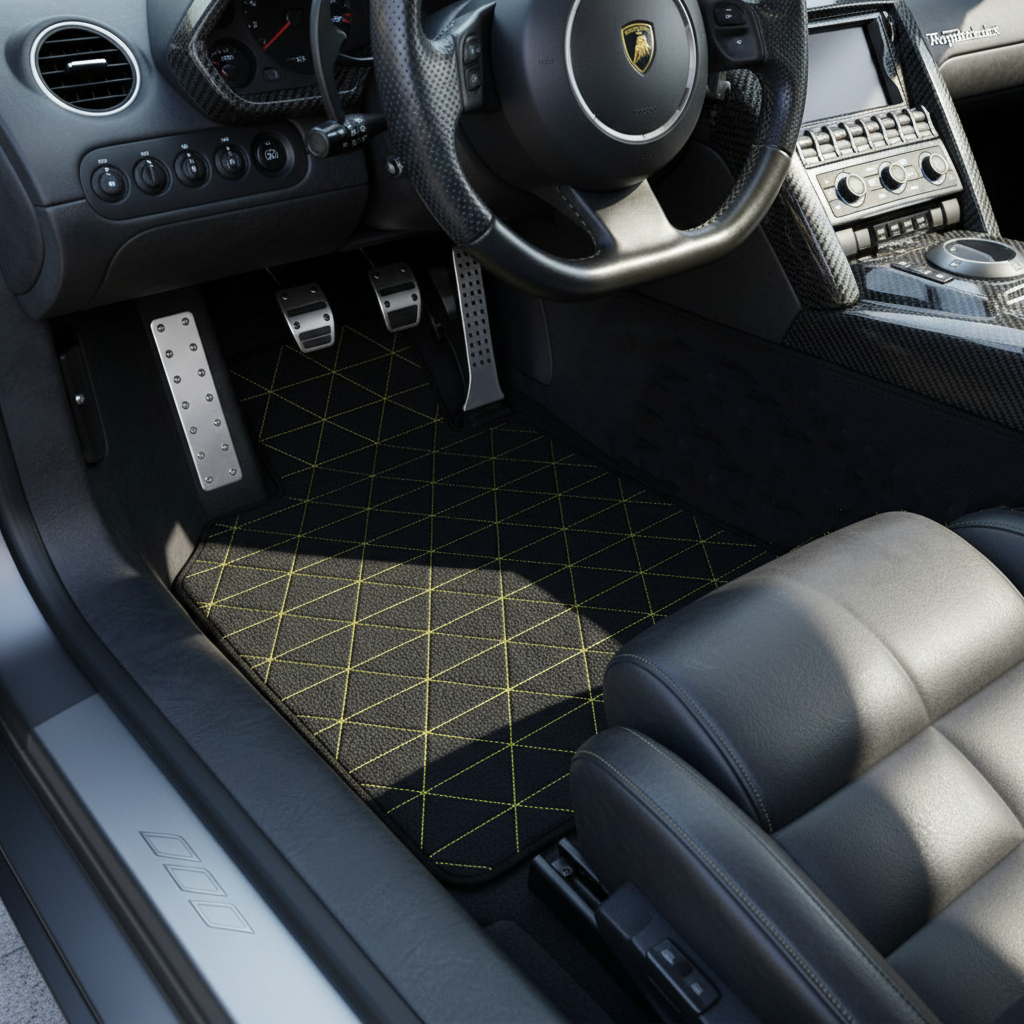 Customizable Floor Mats From Carpet With Leather for Lamborghini Murcielago (2001-2010) - AutoWin
