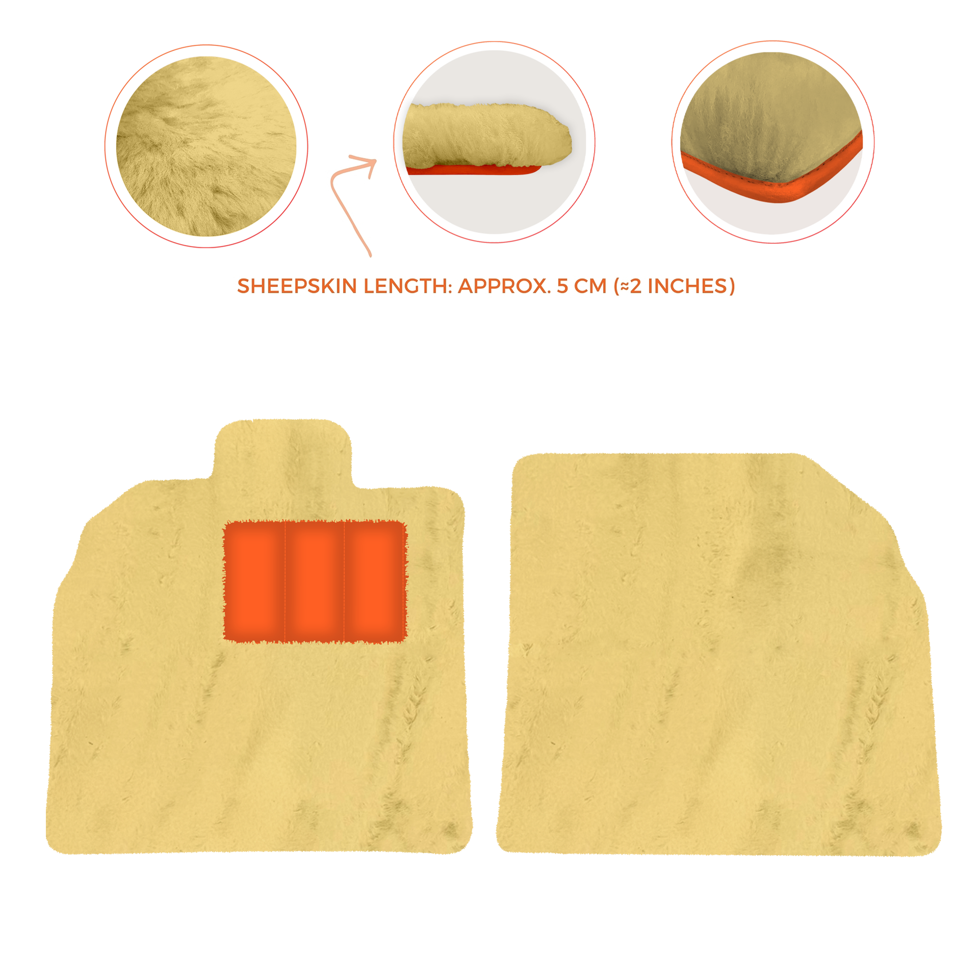 Anpassbare schwarze Fußmatten für Lamborghini Aventador mit orangefarbenem (Arancia Mira) Nappaleder - AutoWin.EU