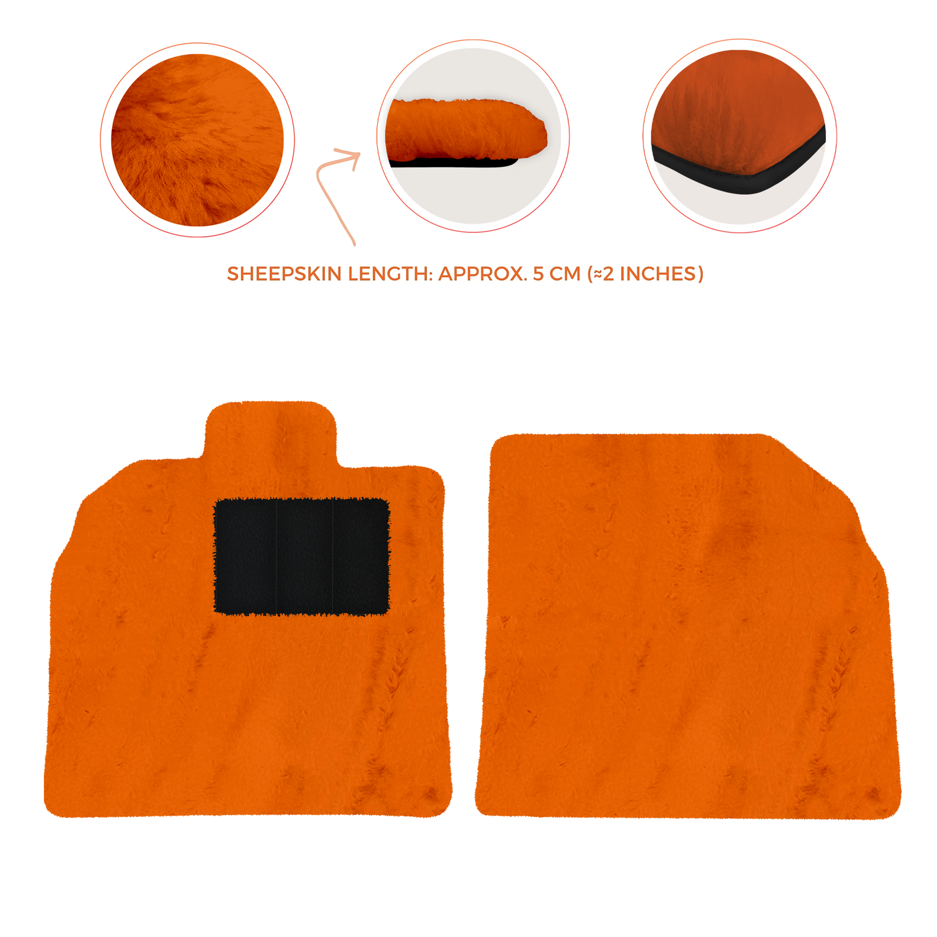 Anpassbare schwarze Fußmatten für Lamborghini Aventador mit orangefarbenem (Arancia Mira) Nappaleder - AutoWin.EU