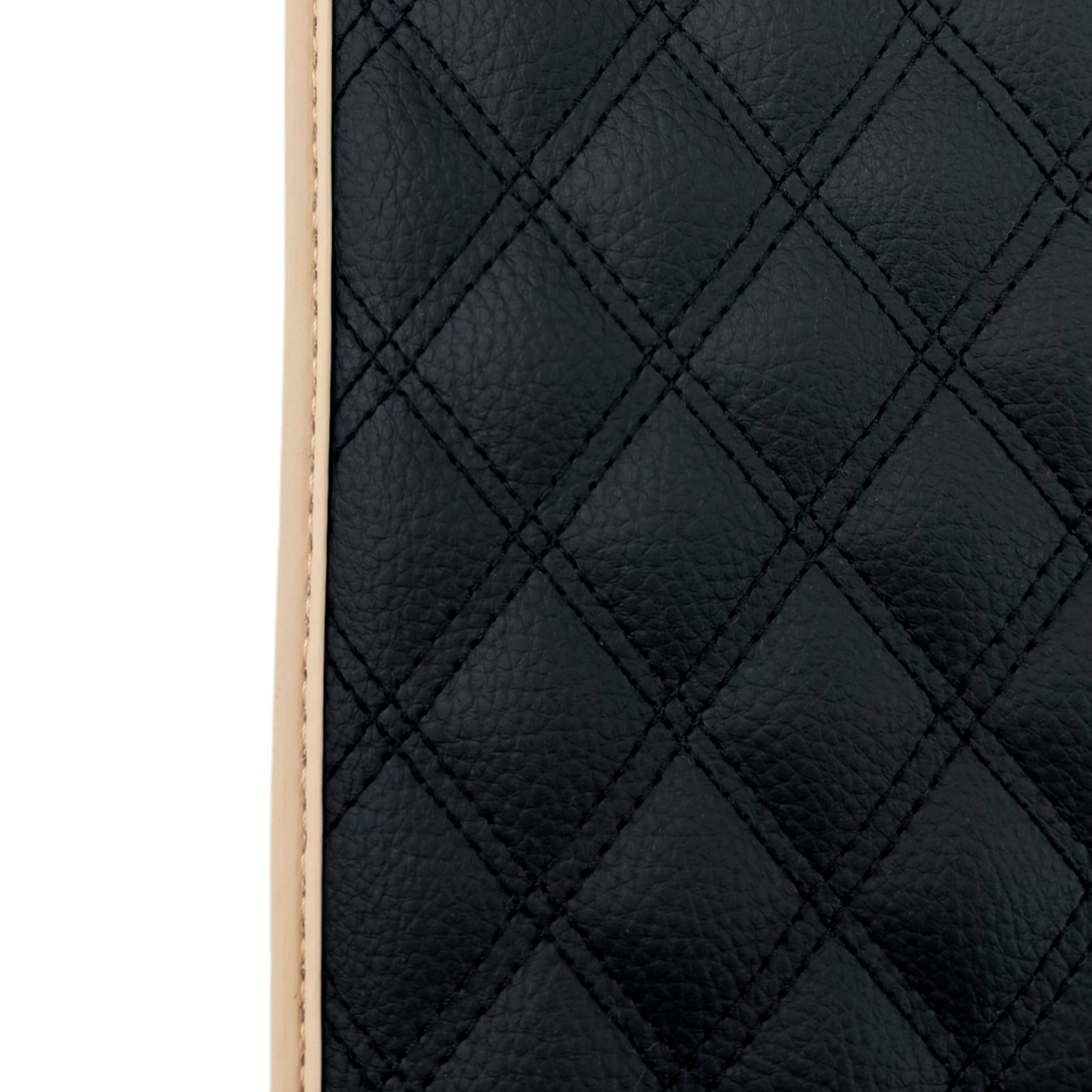 Black Stitched Leather Floor Mats for Maserati GranTurismo (2007-2019) | Beige Trim