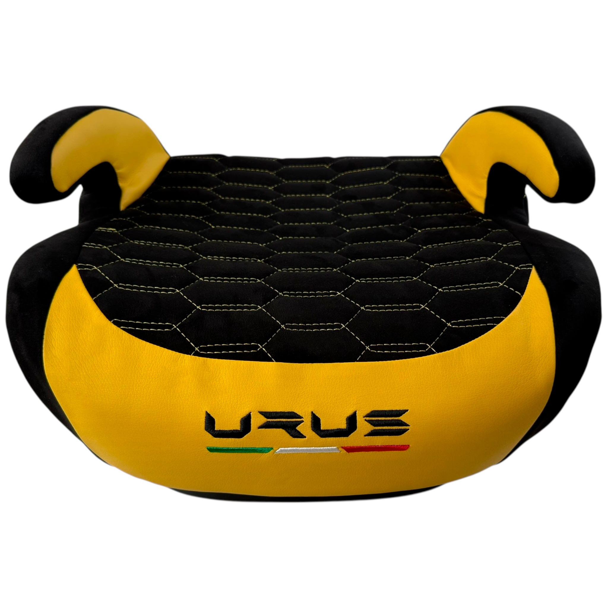 Black Alcantara Backless Car Seat for Kids with Yellow Leather | Lamborghini Urus