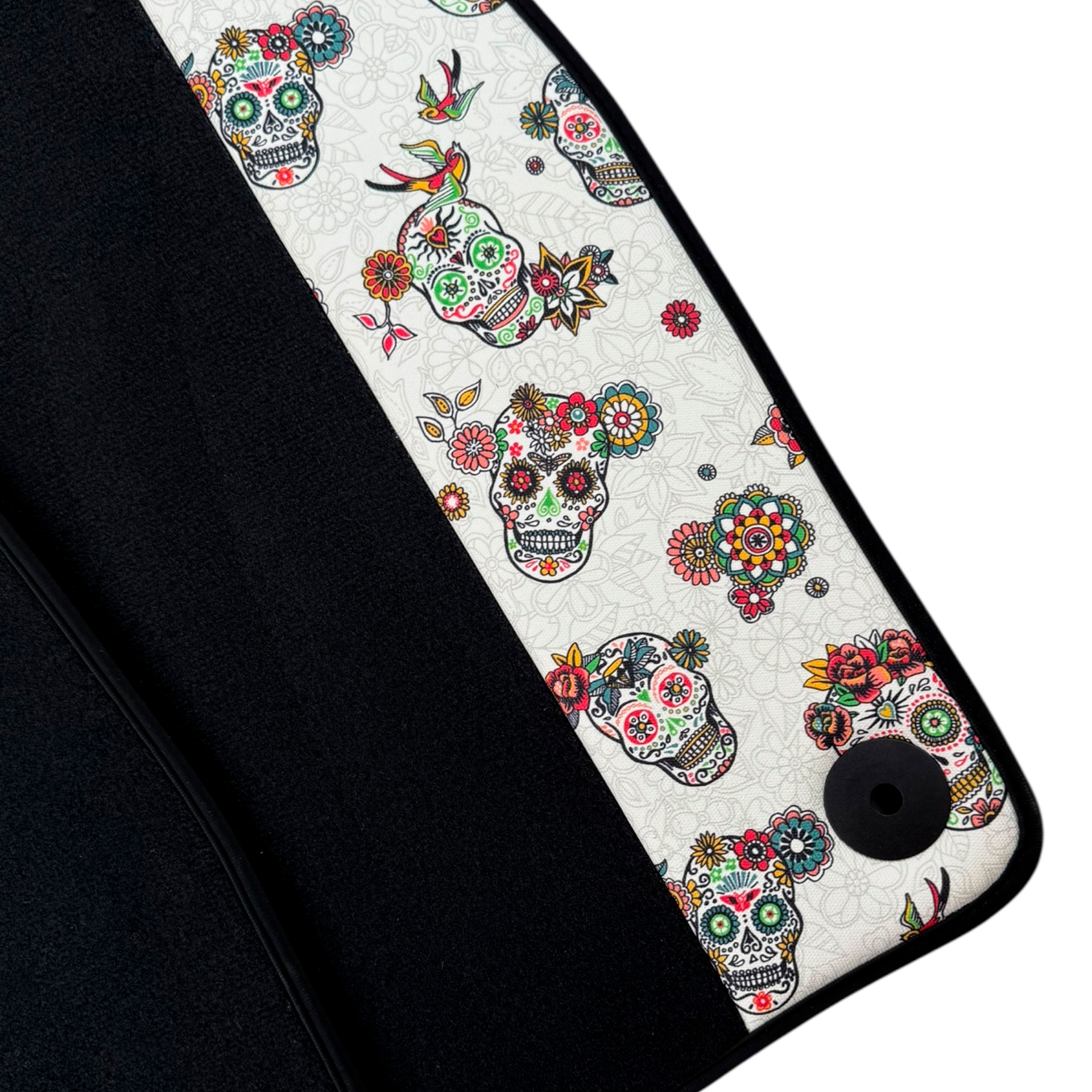 Black Car Floor Mats for Lamborghini Urus (2018-2026) with Floral Skull Design Borders