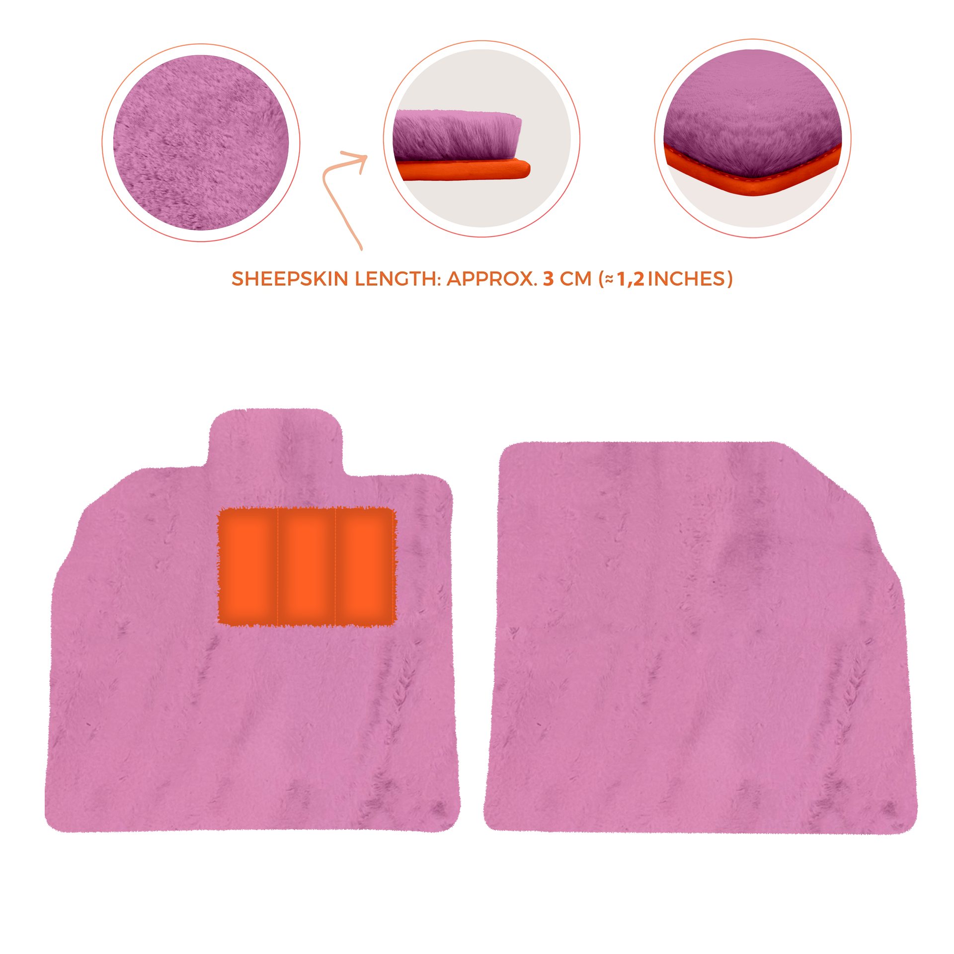 Anpassbare schwarze Fußmatten für Lamborghini Aventador mit orangefarbenem (Arancia Mira) Nappaleder - AutoWin.EU