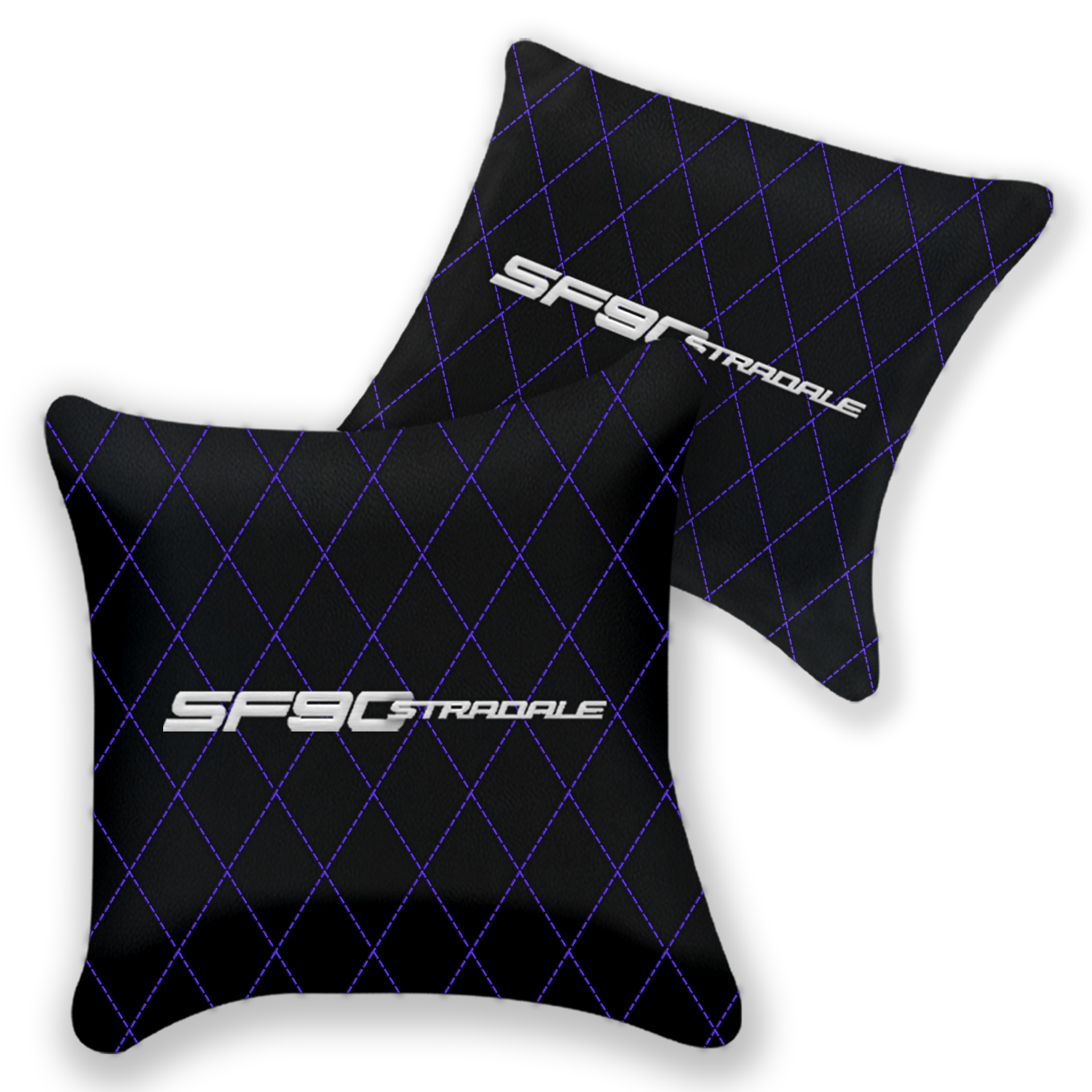 Customizable Black Leather Ferrari SF90 Stradale Pillows - Set of 2
