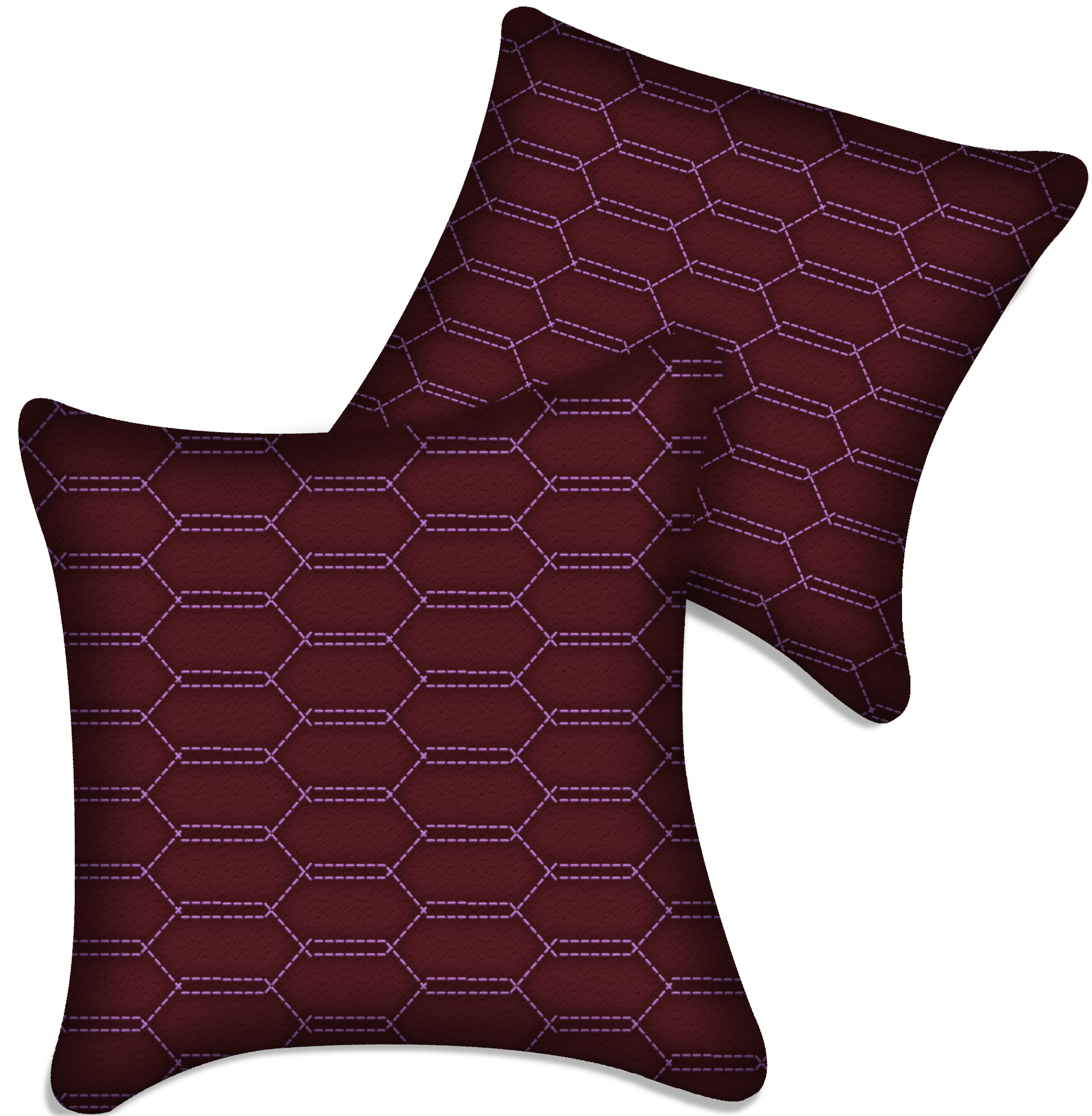 Customizable Dark Red Leather Pillows Set of 2 for All Vehicles
