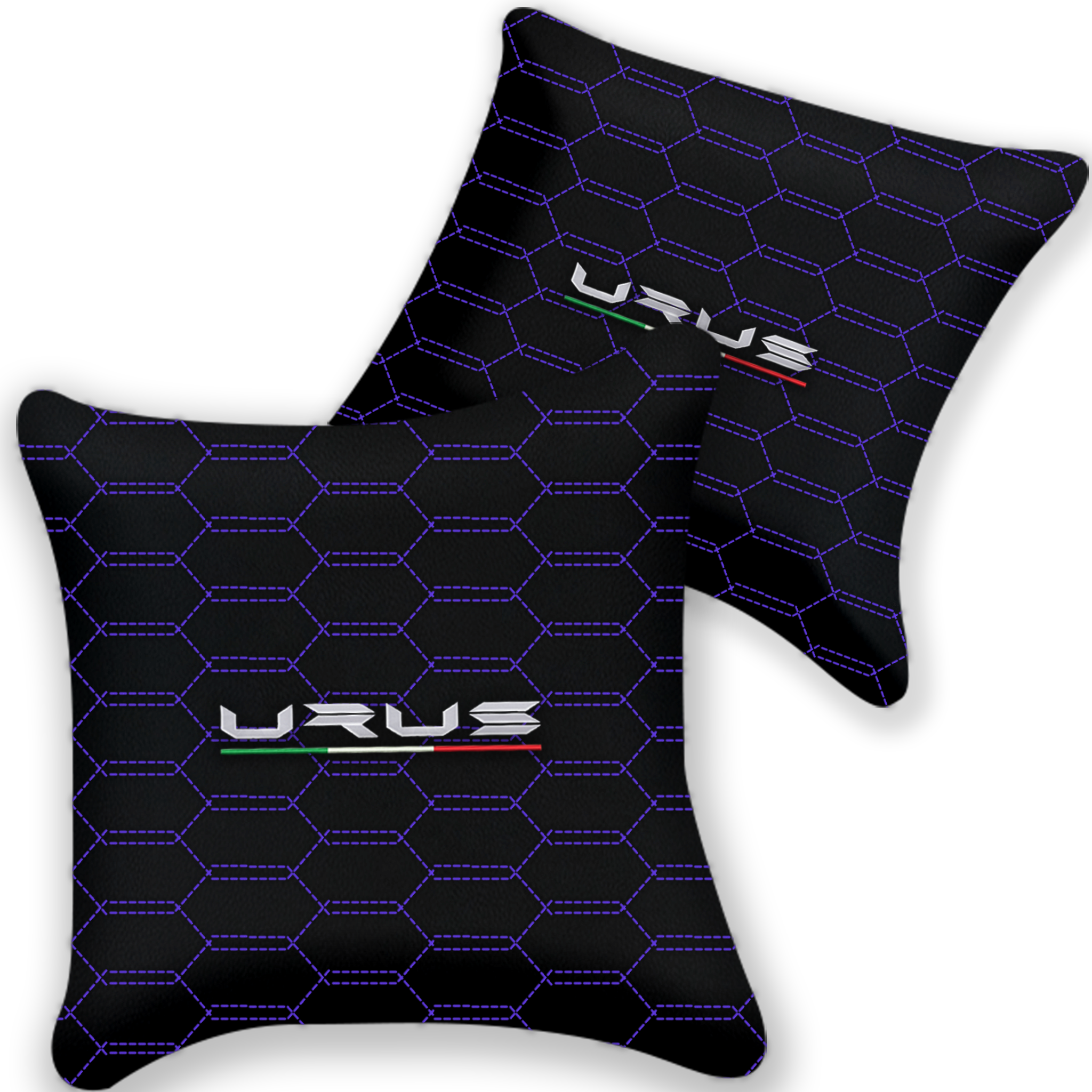 Customizable Black Leather Pillows - Set of 2 for Lamborghini