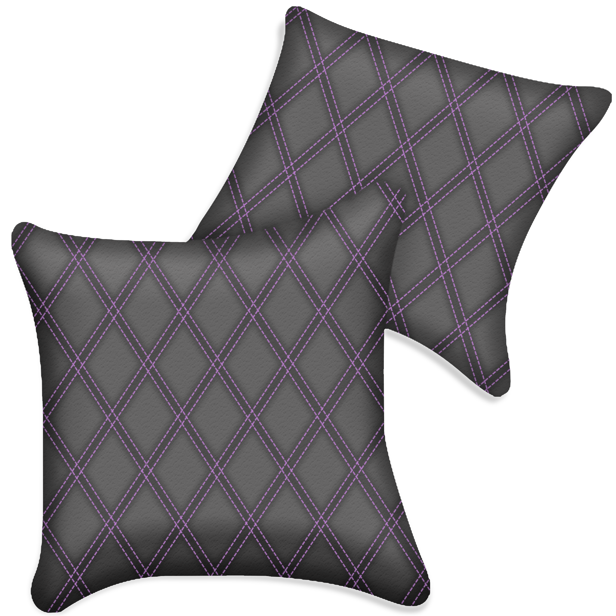 Customizable Gray Leather Pillows Set of 2 for All Vehicles | Double Diamond Pattern