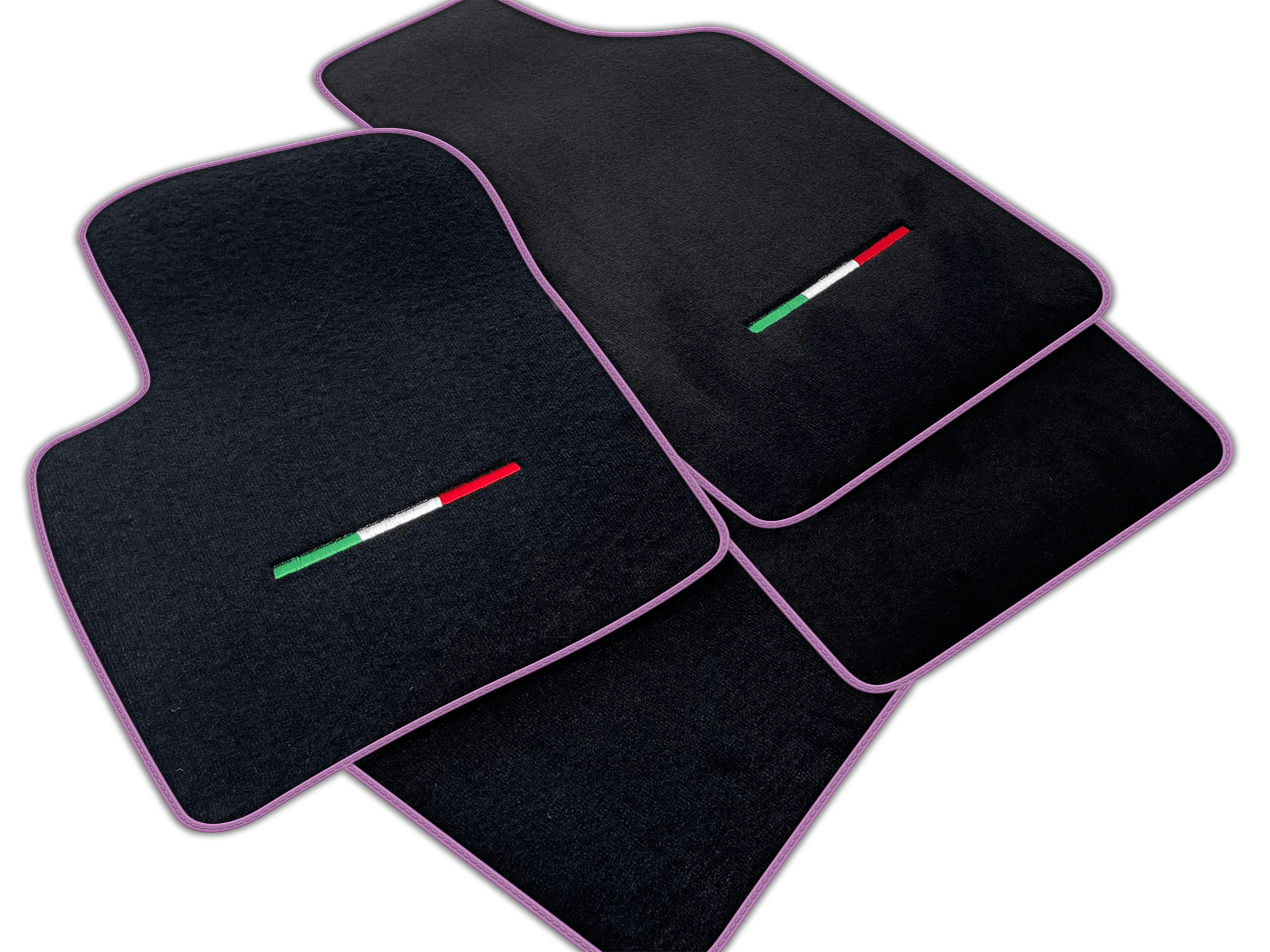 Italian Edition Black Floor Mats for Fiat 500 (2008-2013) Automatic