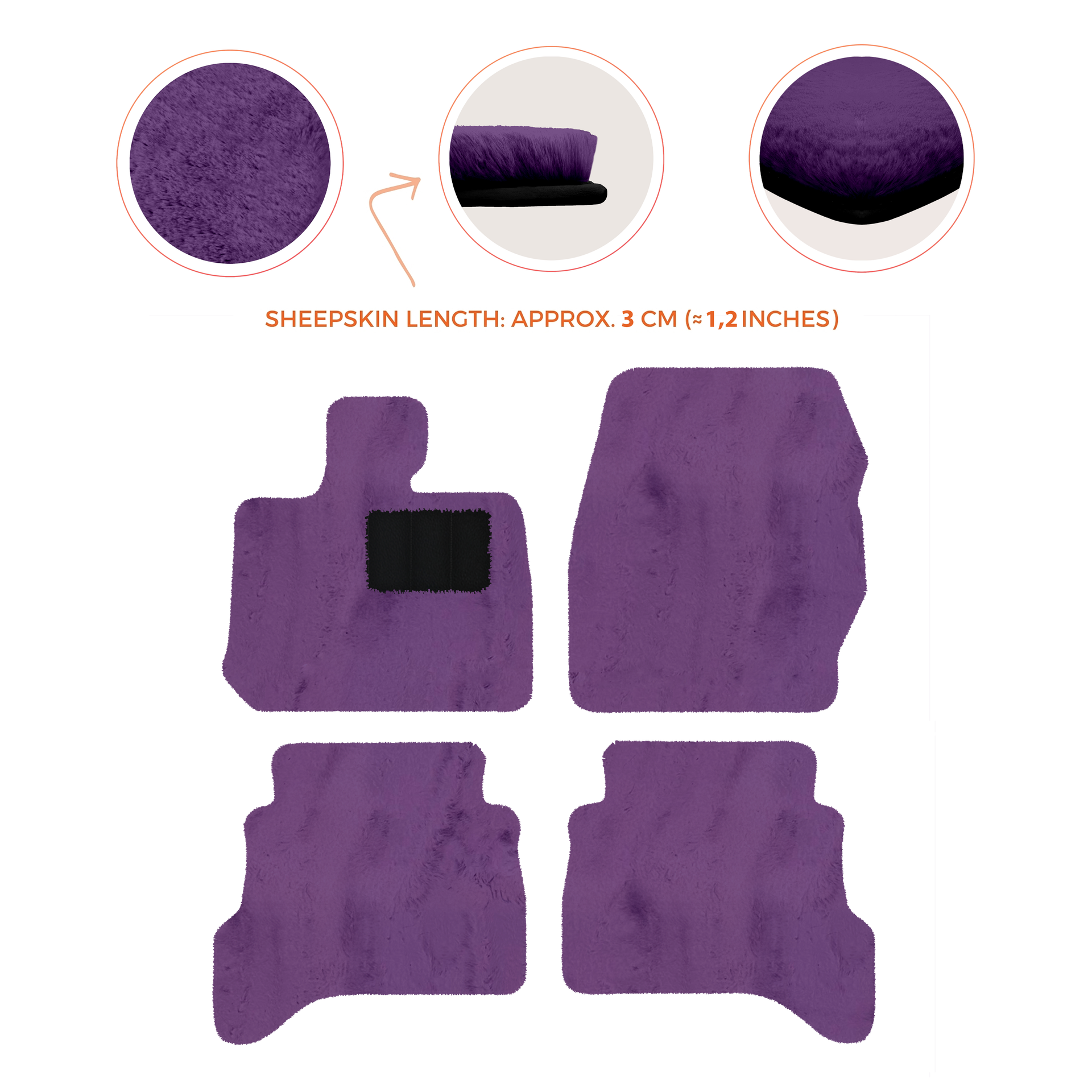 Premium Sheepskin Floor Mats for Land Rover Defender 90 (2007-2020)