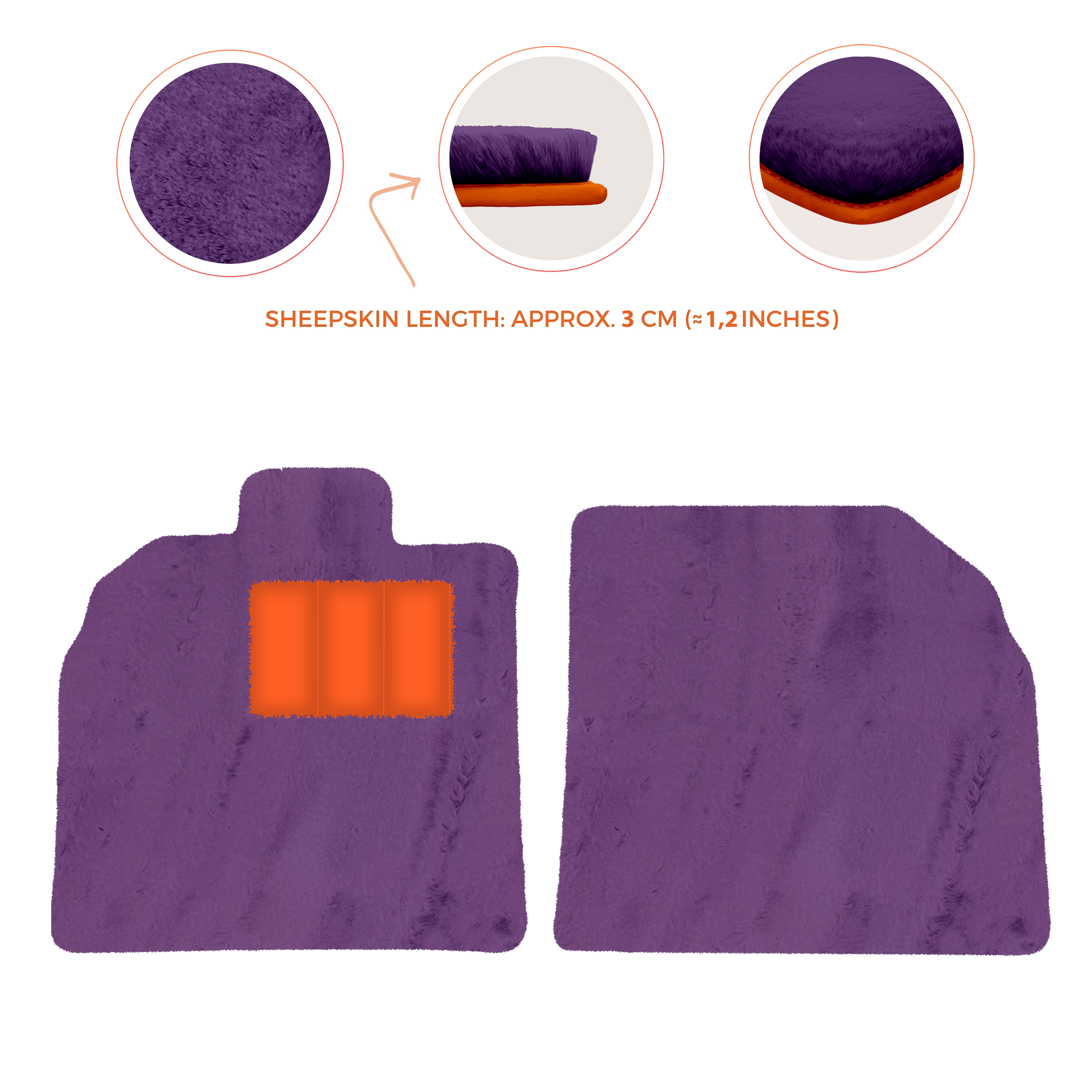 Anpassbare schwarze Fußmatten für Lamborghini Aventador mit orangefarbenem (Arancia Mira) Nappaleder - AutoWin.EU