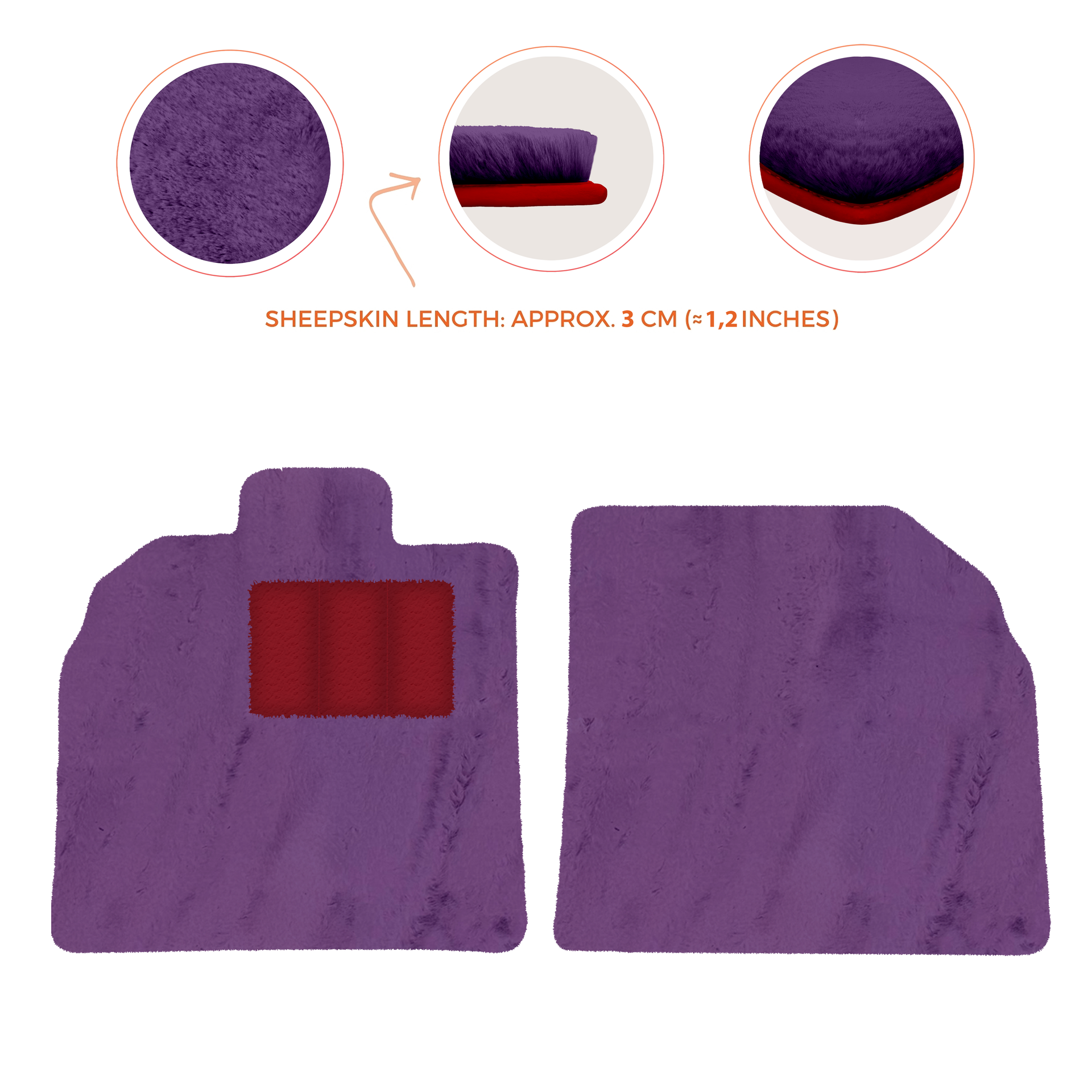 Anpassbare schwarze Fußmatten für Lamborghini Aventador mit orangefarbenem (Arancia Mira) Nappaleder - AutoWin.EU