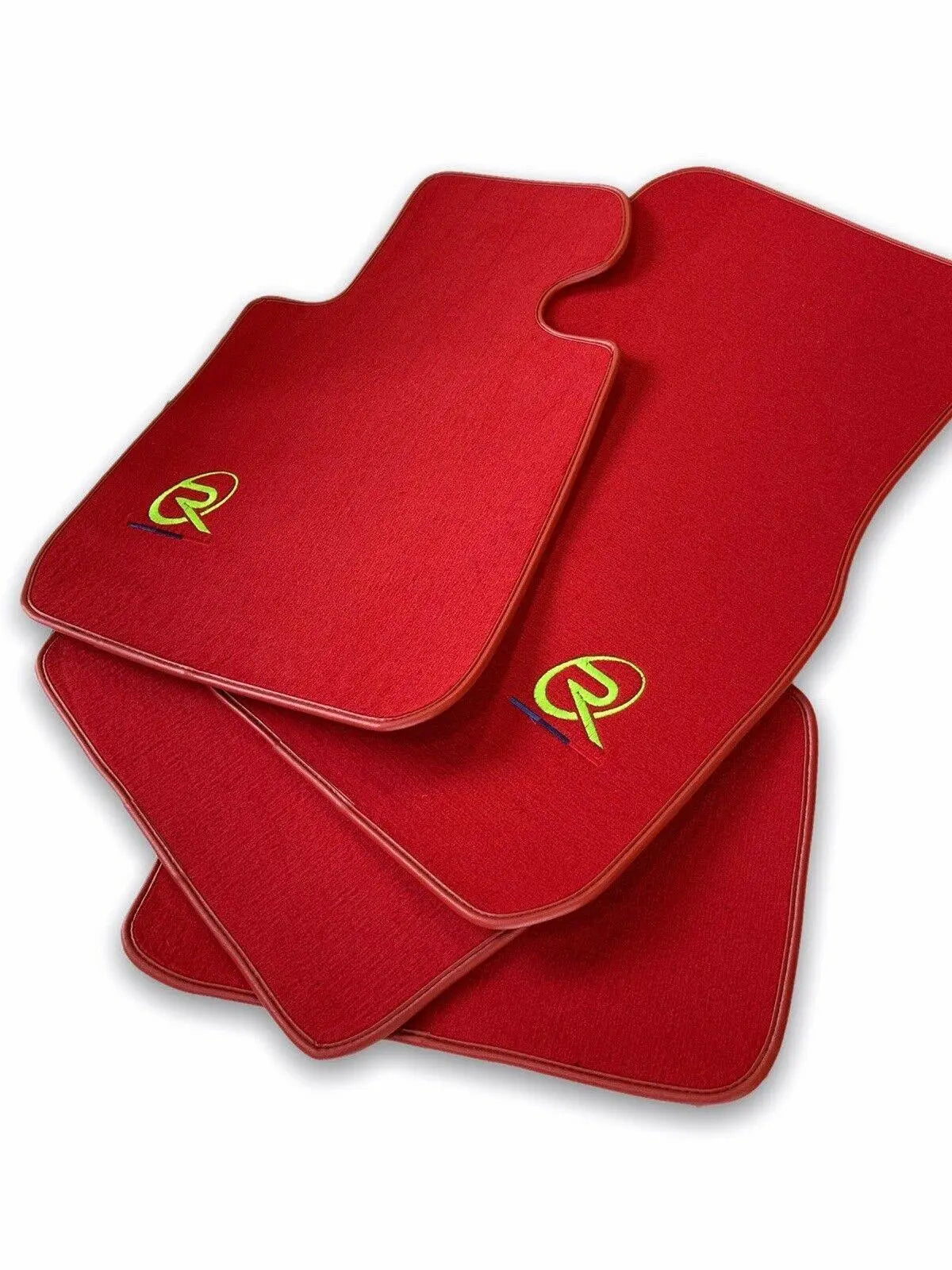 Red Floor Mats For BMW G61 (2023-2026) Touring ROVBUT Brand Tailored Set Perfect Fit Green SNIP Collection - AutoWin