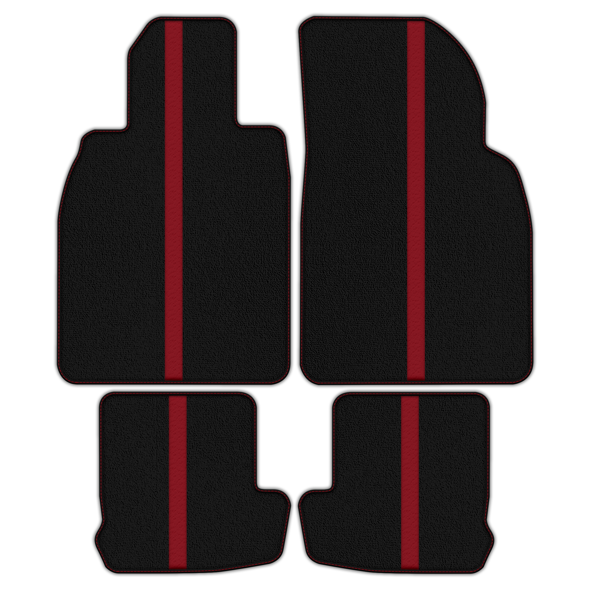 Black Floor Mats with Leather Line for Porsche Classic 911 - 991 (2012-2019) - Various Colors
