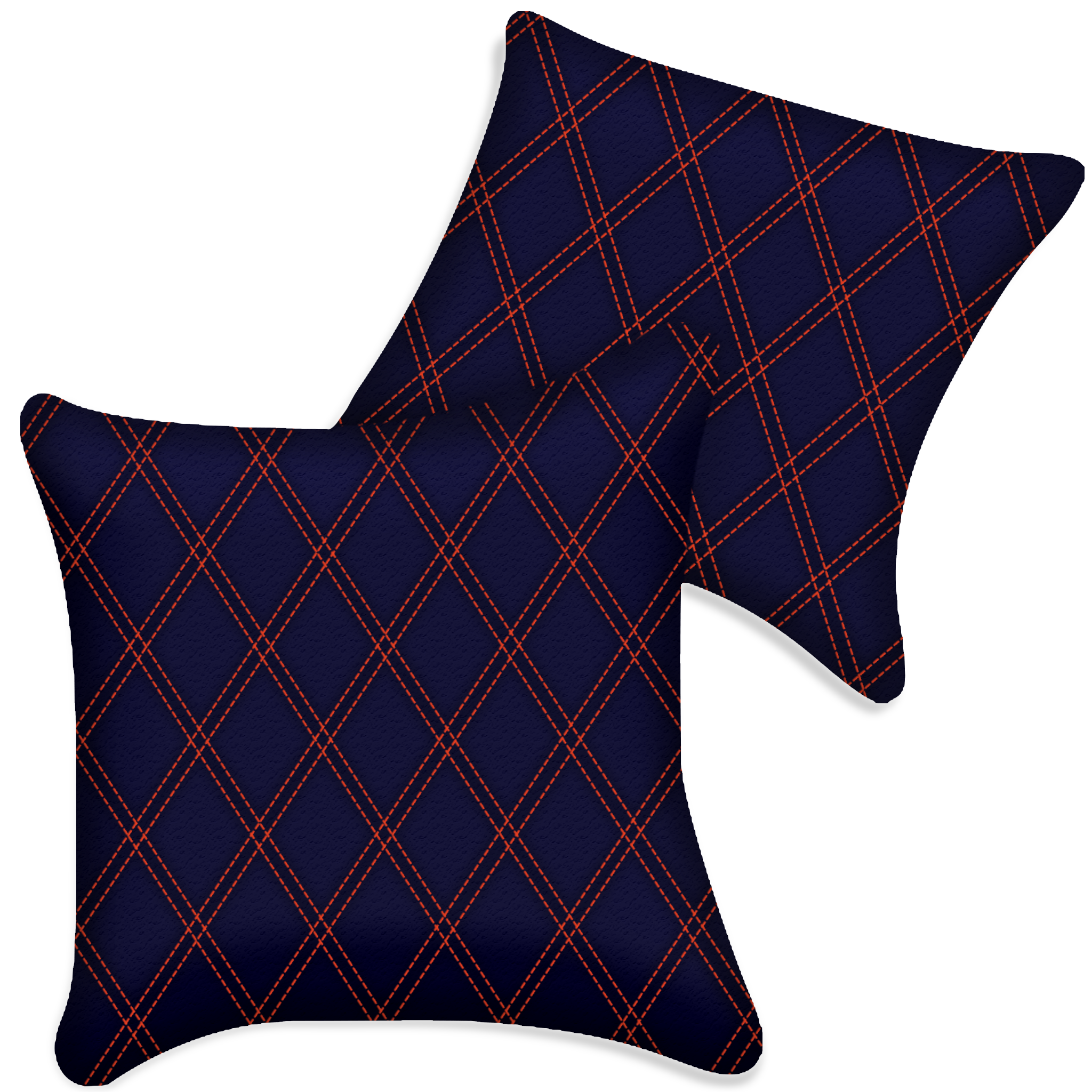 Customizable Dark Blue Leather Pillows Set of 2 for All Vehicles | Double Diamond Pattern