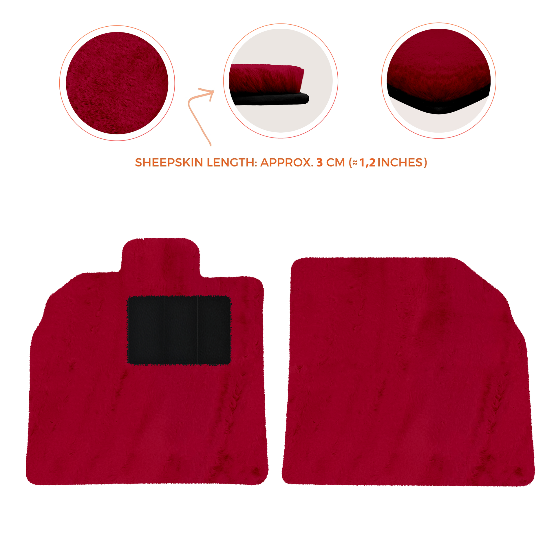 Anpassbare schwarze Fußmatten für Lamborghini Aventador mit orangefarbenem (Arancia Mira) Nappaleder - AutoWin.EU