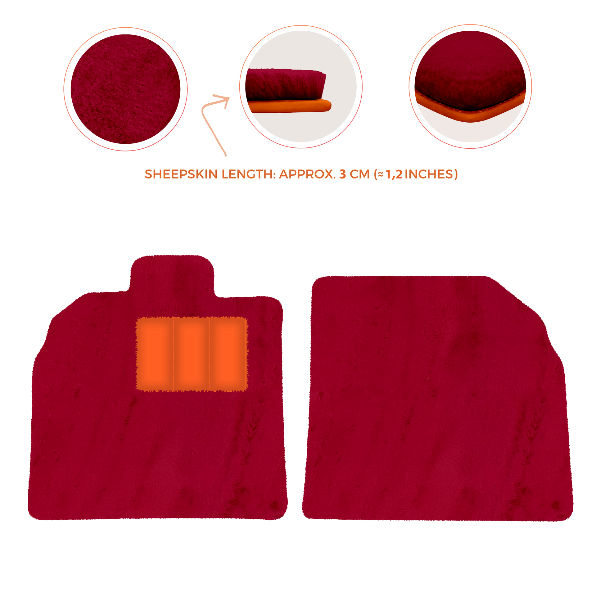 Anpassbare schwarze Fußmatten für Lamborghini Aventador mit orangefarbenem (Arancia Mira) Nappaleder - AutoWin.EU