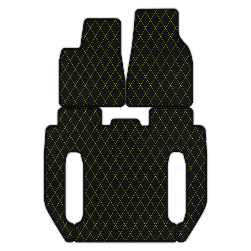 Customizable Leather Floor Mats with Single Diamond Pattern for Tesla Model X - 6 Seats (2016-2025)