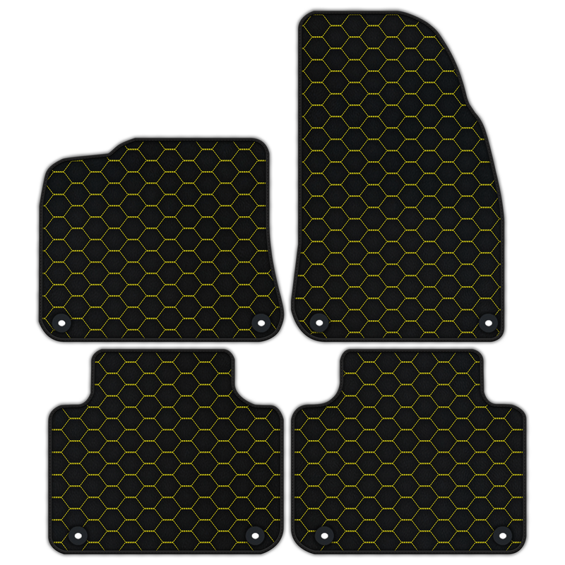 Tapis de voiture en cuir personnalisables avec motif hexagonal symétrique pour Porsche Cayenne (2018-2023)