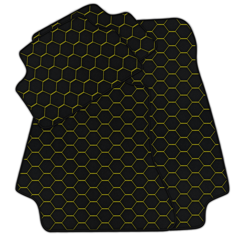 Tapis de Voiture en Cuir Personnalisable avec Motif Hexagonal Symétrique pour Mercedes Benz E-Class W212 Berline (2009-2013)
