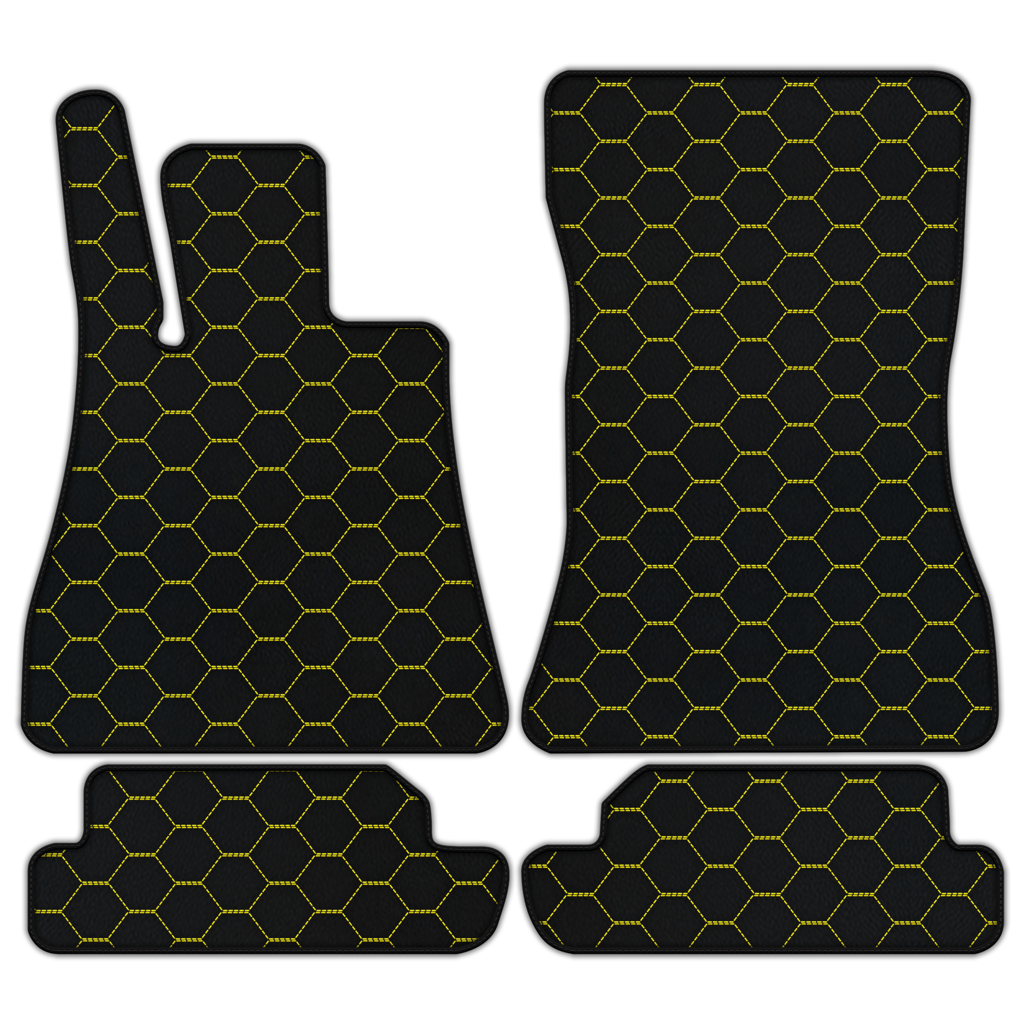 Customizable Leather Floor Mats with Symmetrical Hex Pattern for Mercedes Benz AMG GT