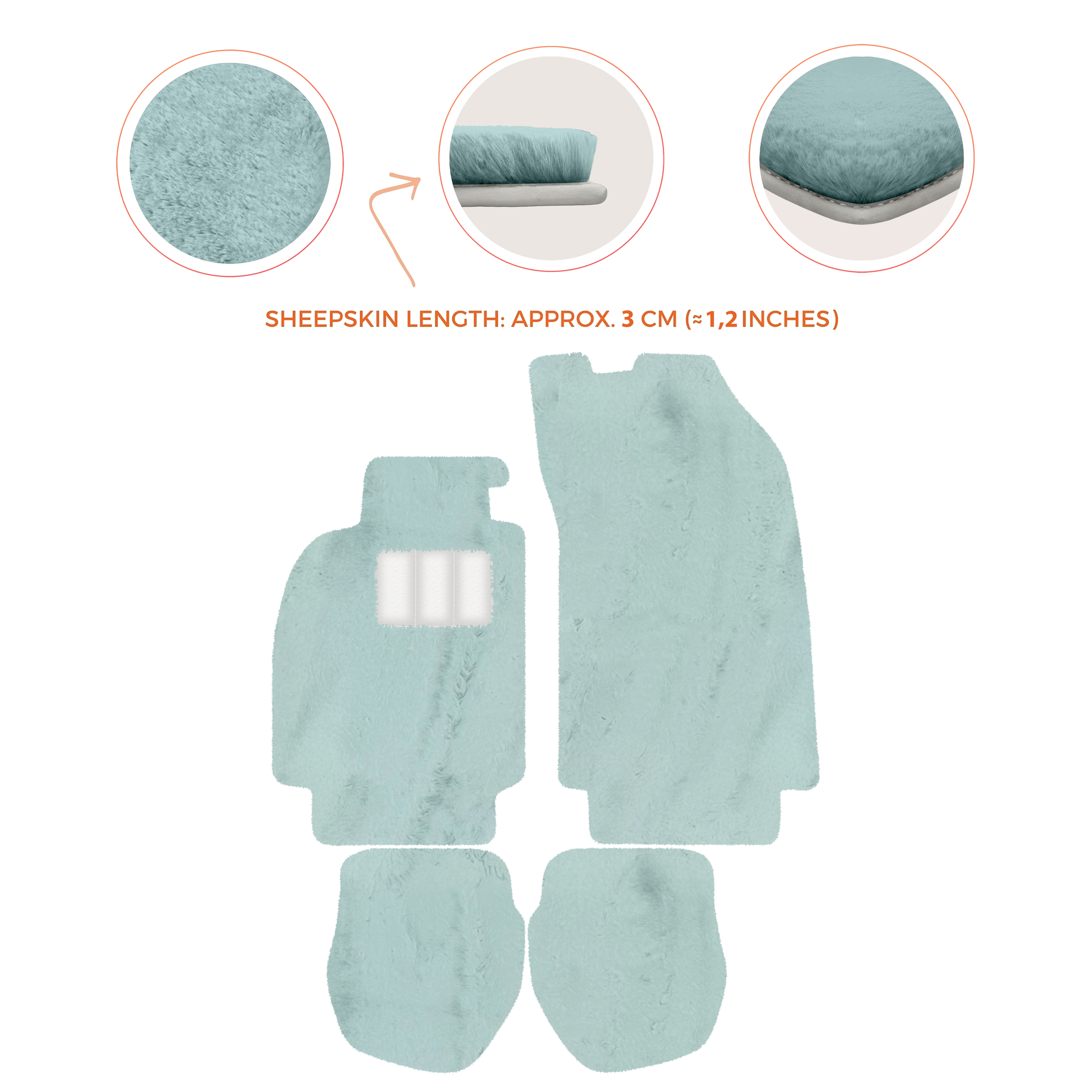 Light Blue Floor Mats for Porsche 964 (1989-1994) with Leather - AutoWin