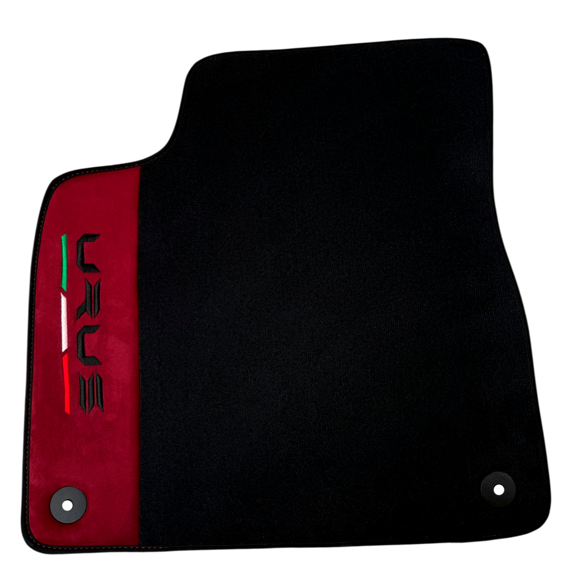 Black Floor Mats for Lamborghini Urus with Bordeaux Alcantara Leather