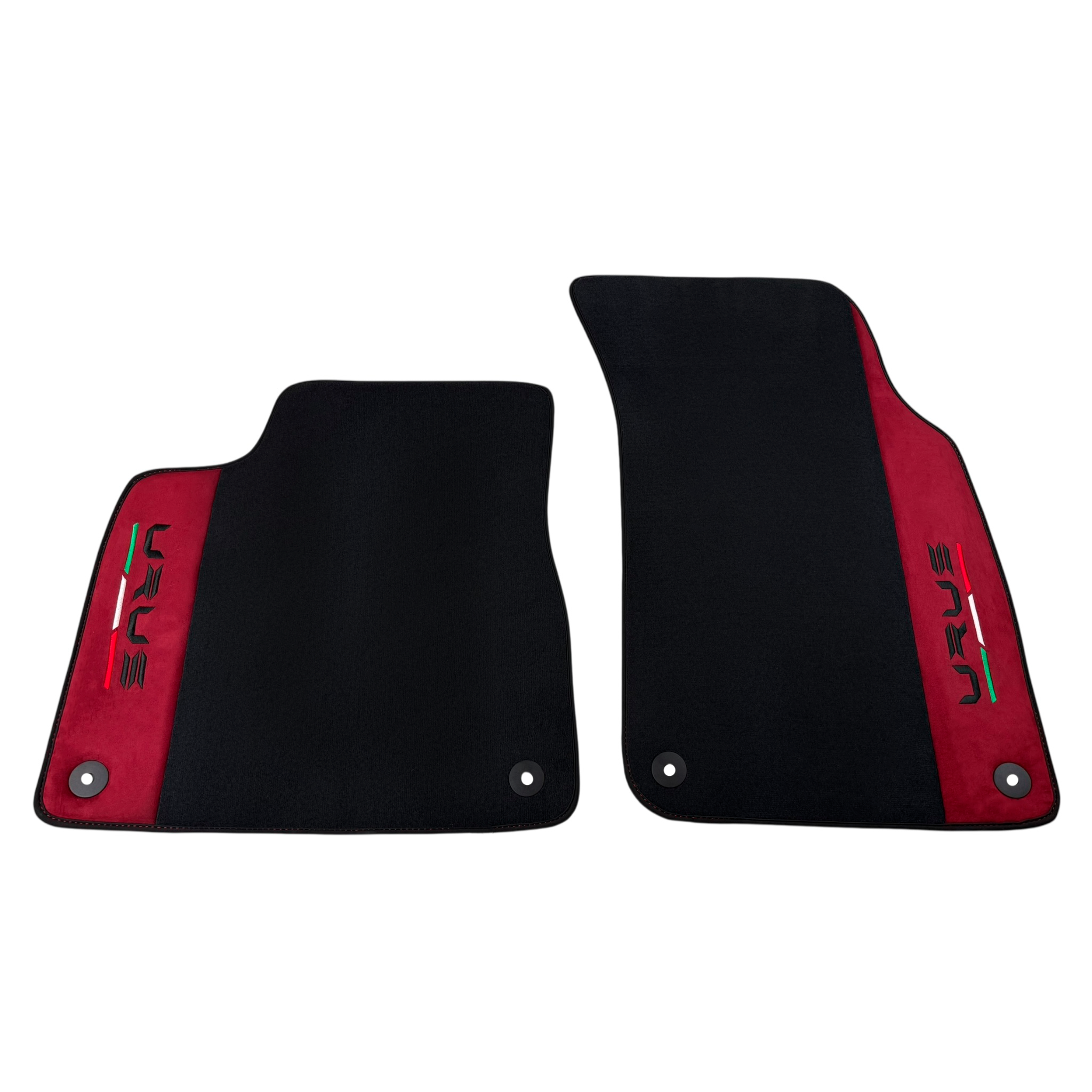 Black Floor Mats for Lamborghini Urus with Bordeaux Alcantara Leather