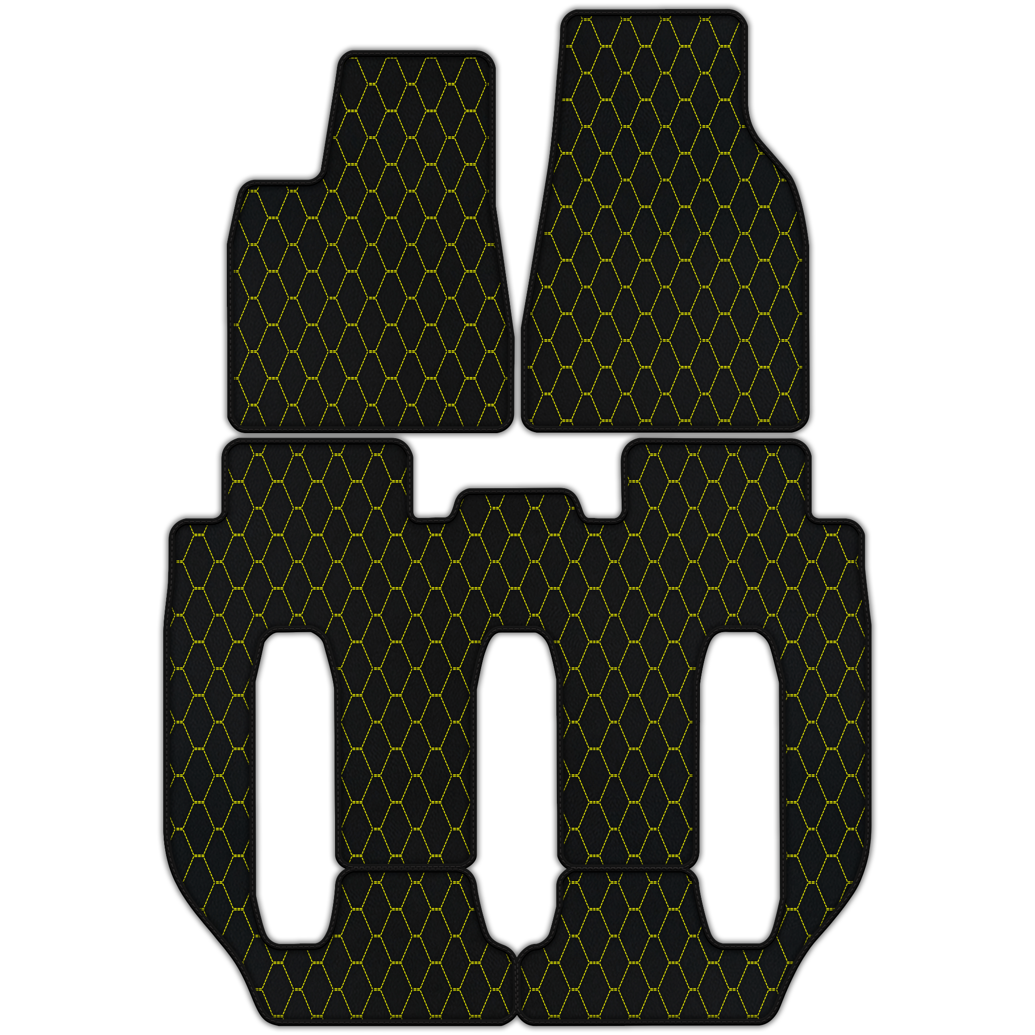 Customizable Leather Floor Mats with Vertical Hex Pattern for Tesla Model X - 7 Seats (2016-2017)