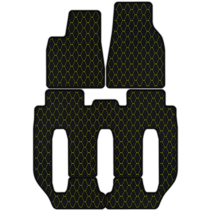 Anpassbare Lederfußmatten mit Viper Hex-Muster für Tesla Model X – 7 Sitze (2016–2017)