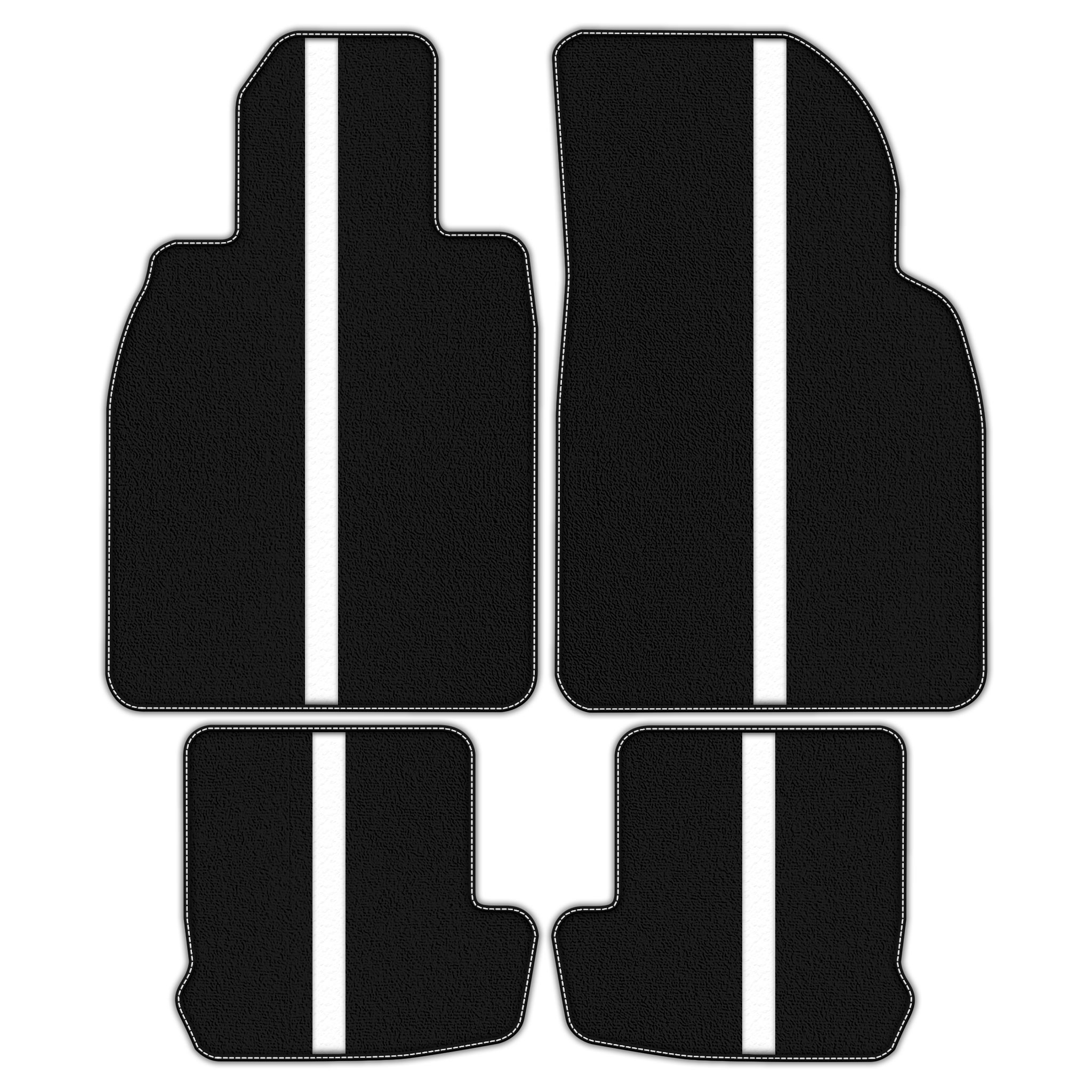 Black Floor Mats with Leather Line for Porsche Classic 911 - 991 (2012-2019) - Various Colors