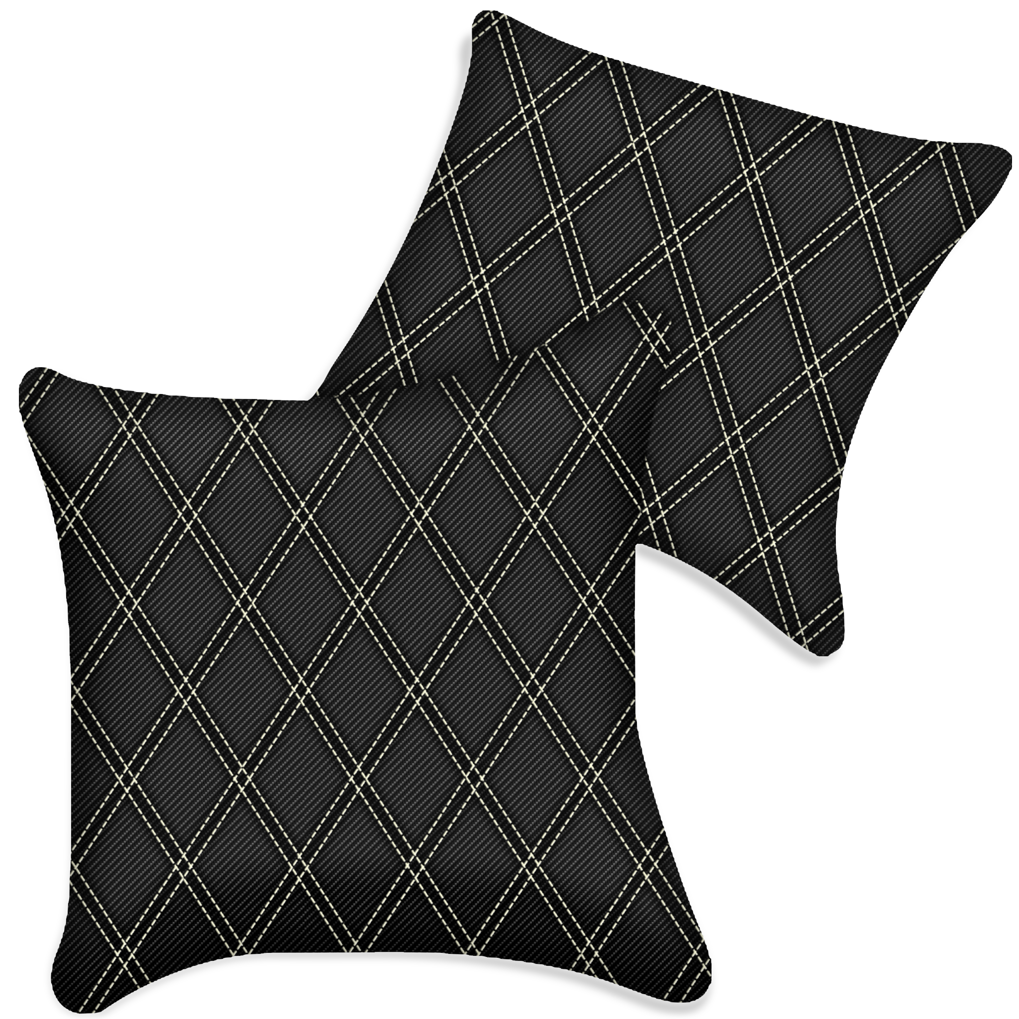 Customizable Black Carbon Fiber Pillows Set of 2 for All Vehicles | Double Diamond Pattern