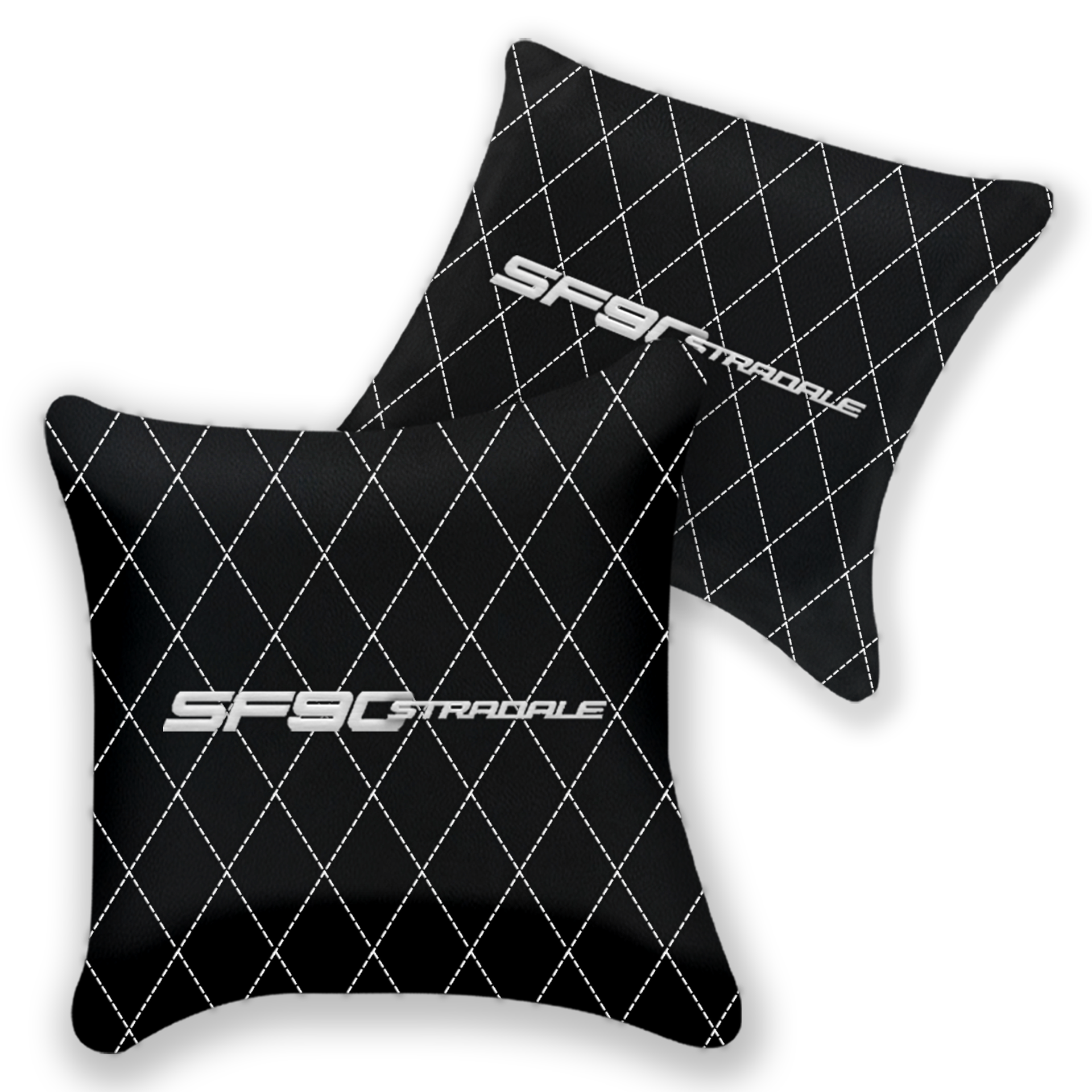 Customizable Black Leather Ferrari SF90 Stradale Pillows - Set of 2