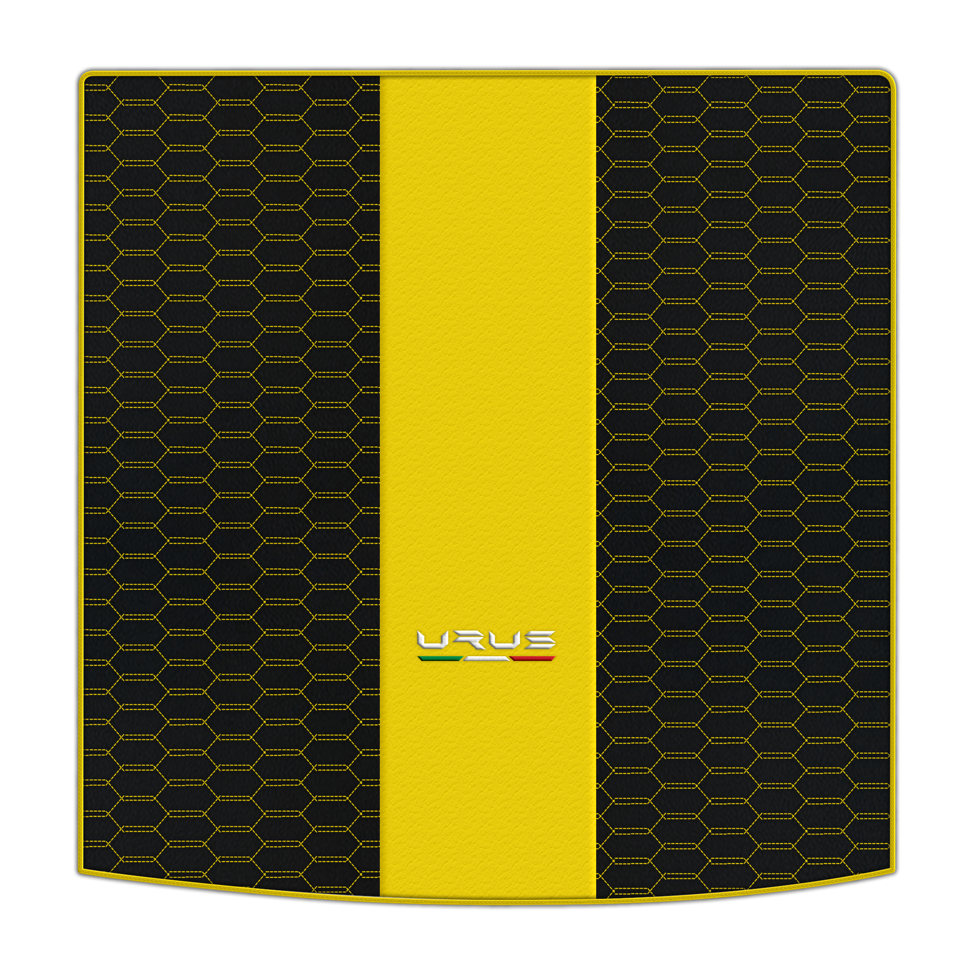 Alfombrillas personalizables para coches de cuero Alcantara para Lamborghini Urus con costuras amarillas - AutoWin.EU