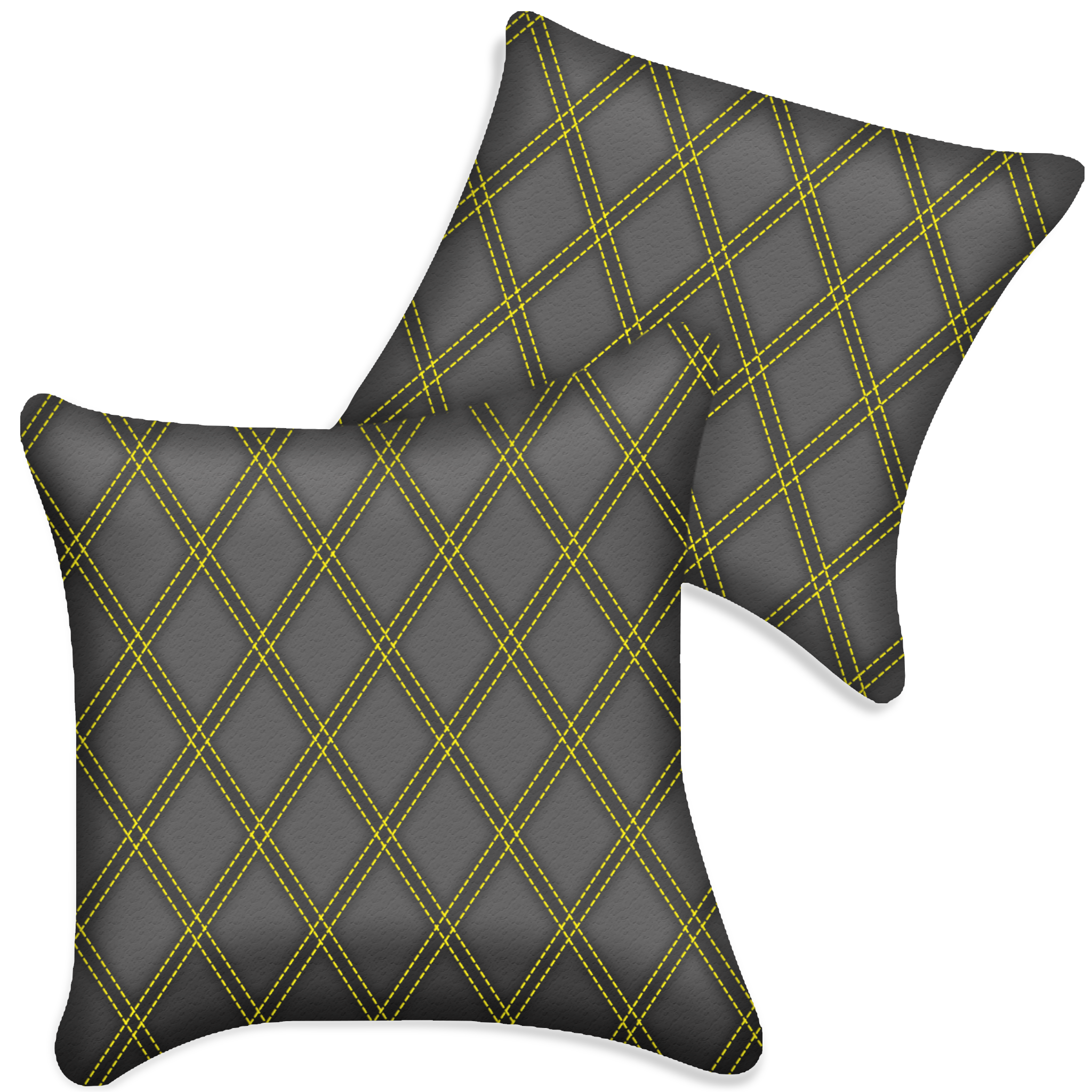 Customizable Gray Leather Pillows Set of 2 for All Vehicles | Double Diamond Pattern