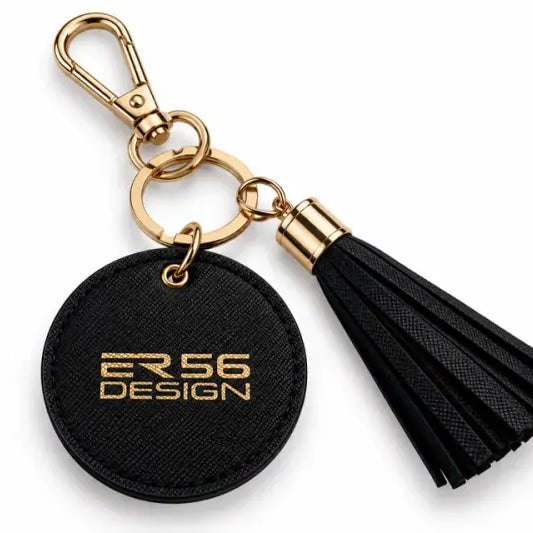 Black leather ER56 car keychain