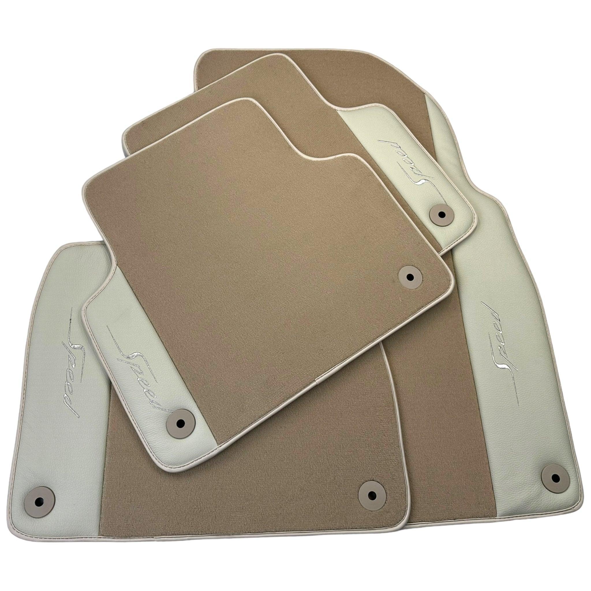Beige Floor Mats for Bentley Bentayga (2015-2023) with Leather - AutoWin