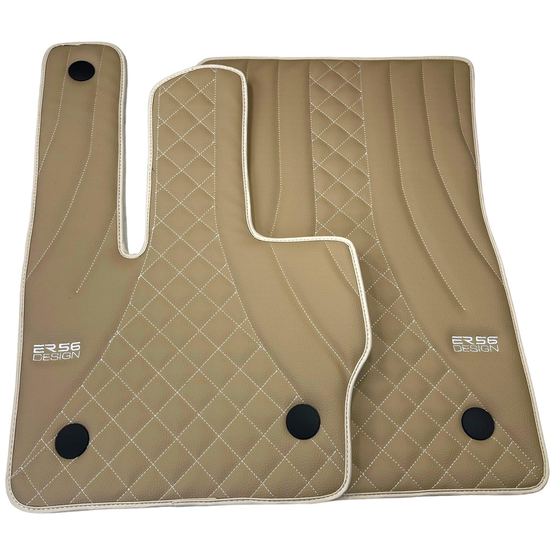 Beige Leather Floor Mats for Mercedes-Benz G Class W461 (1979-2008) ER56 Design - AutoWin