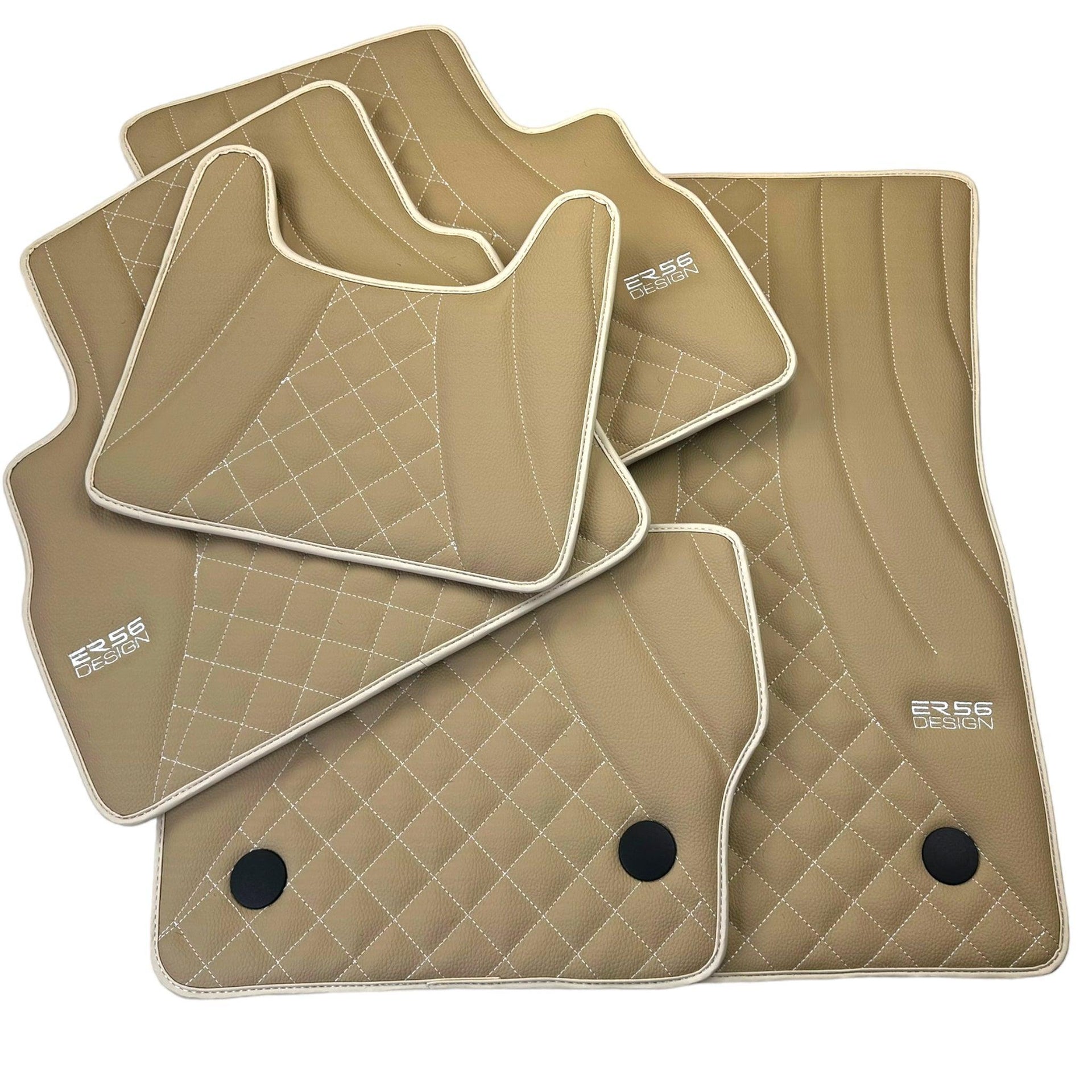 Beige Leather Floor Mats for Mercedes-Benz W463 (2008-2018) ER56 Design - AutoWin