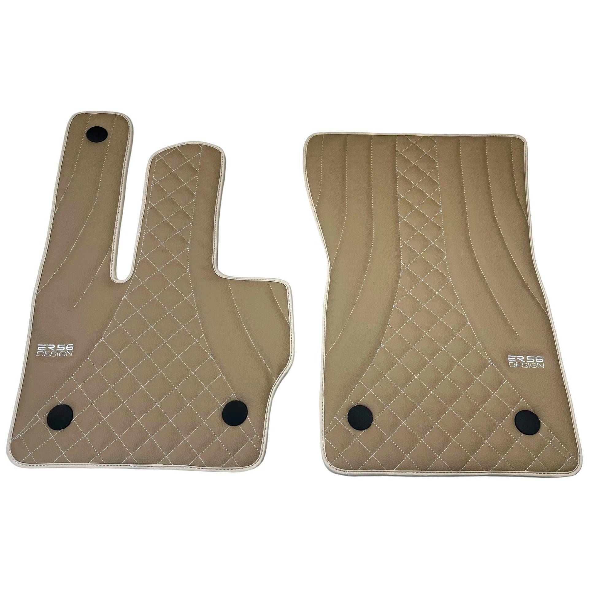 Beige Leather Floor Mats for Mercedes-Benz W463 (2018-2023) ER56 Design - AutoWin