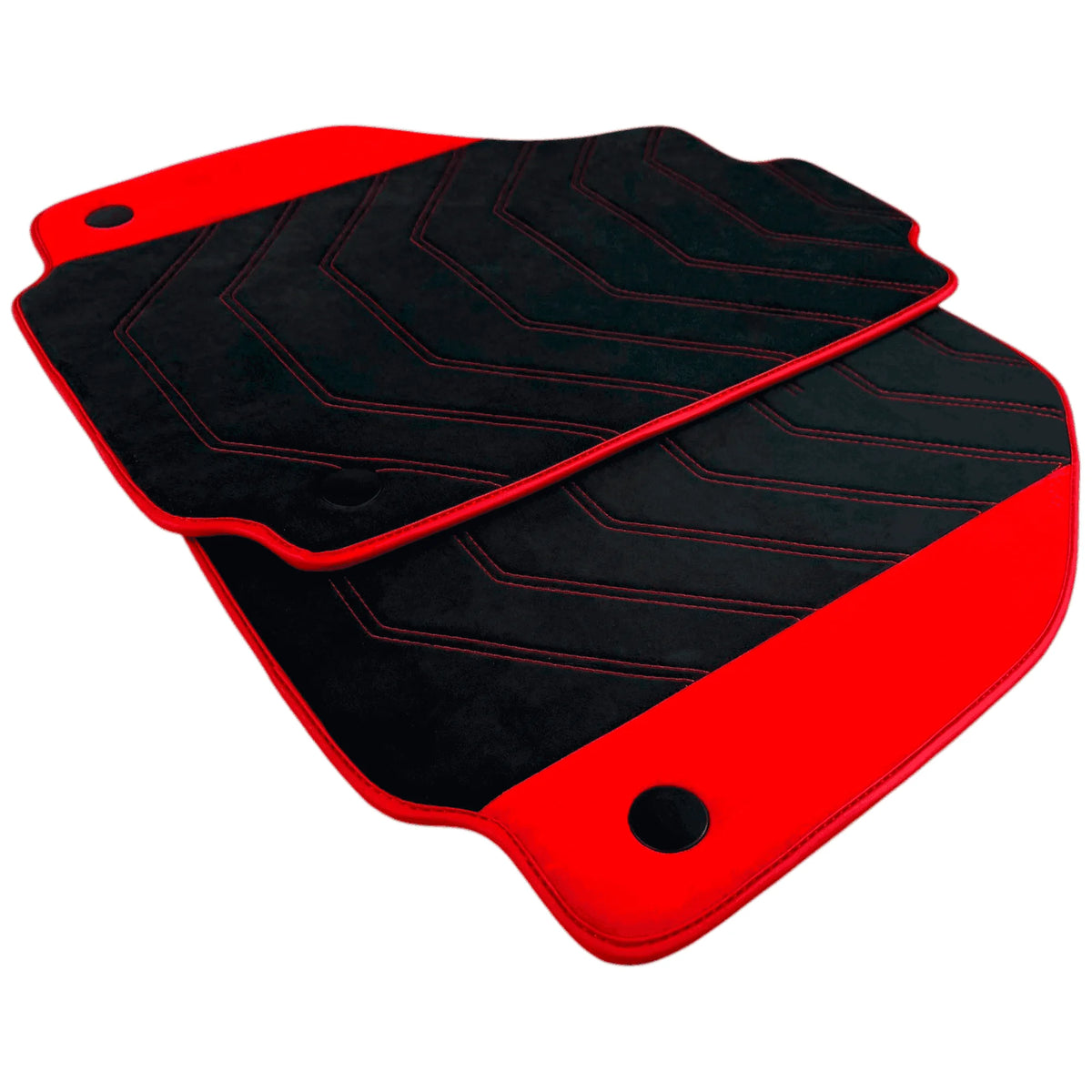 Black Alcantara Floor Mats for Ferrari 458 GT2 (2012-2015) with Red Alcantara Accents