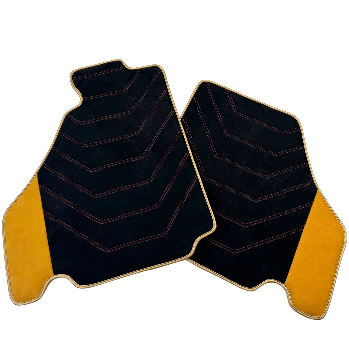 Black Alcantara Floor Mats for Ferrari F430 (2004-2009) - Red Sewing - AutoWin