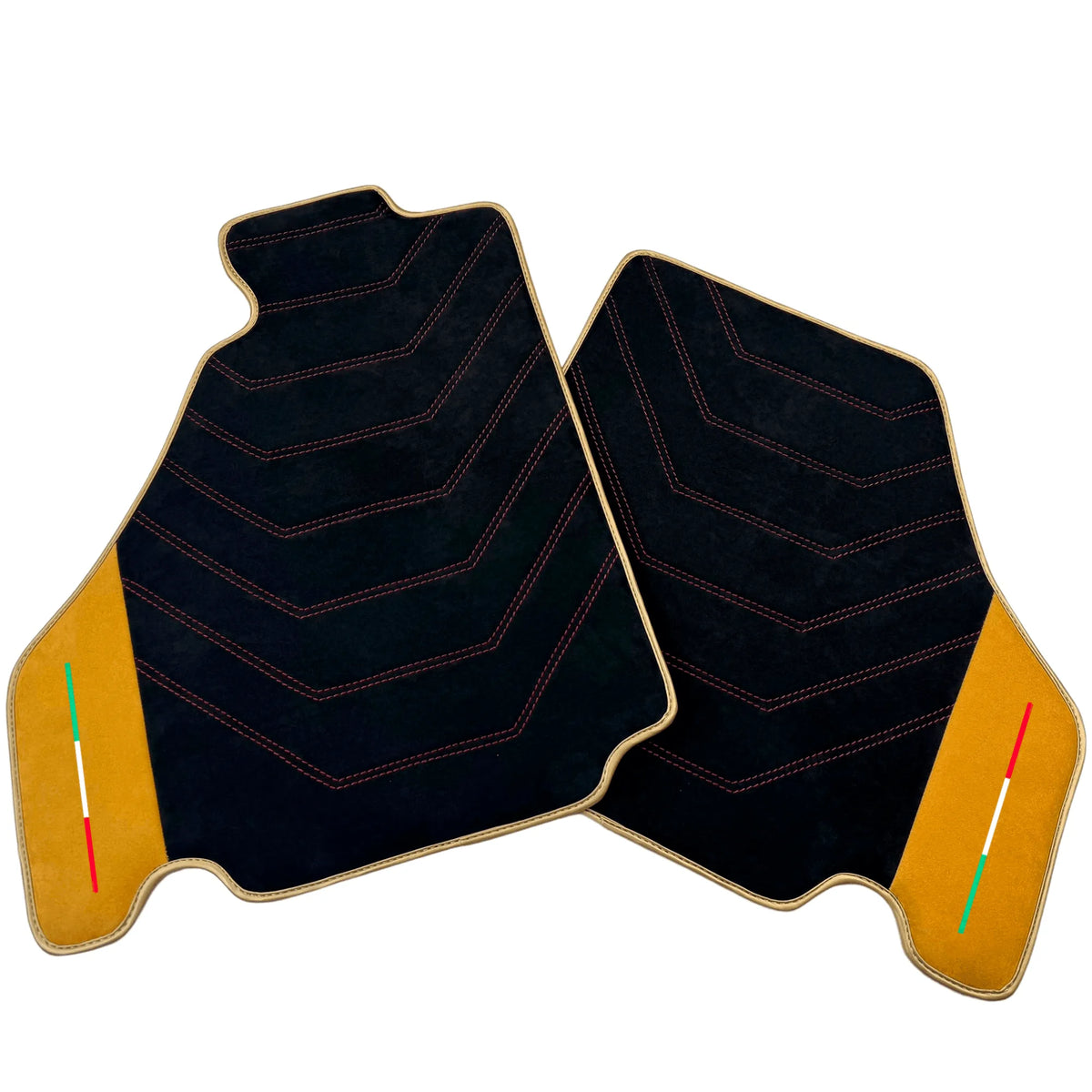 Black Alcantara Floor Mats for Ferrari F430 (2004-2009) - Red Sewing - AutoWin
