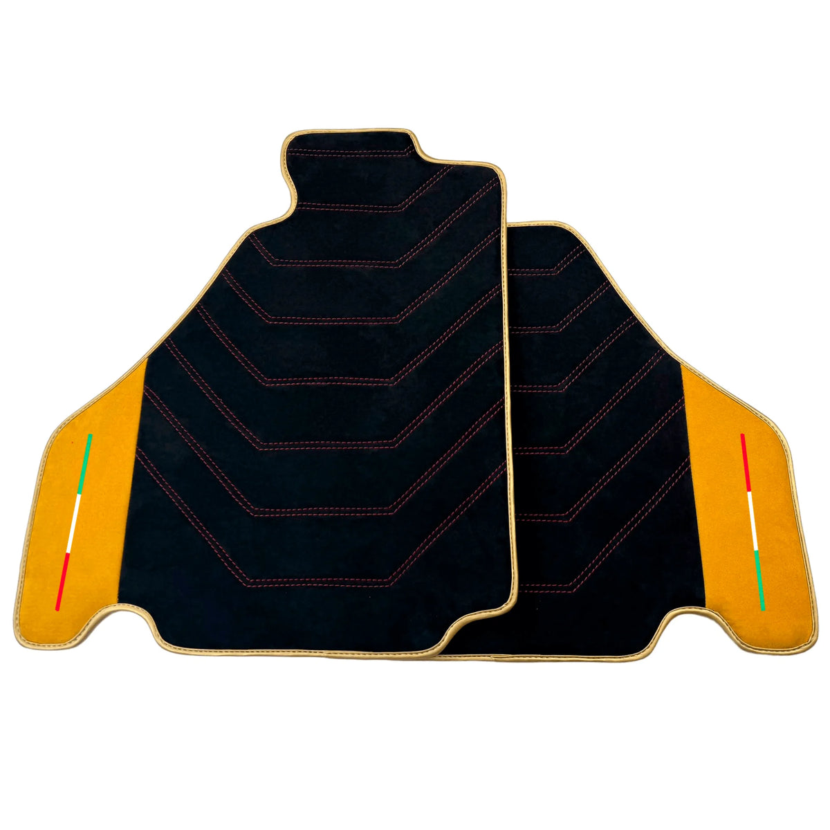 Black Alcantara Floor Mats for Ferrari F430 (2004-2009) - Red Sewing - AutoWin