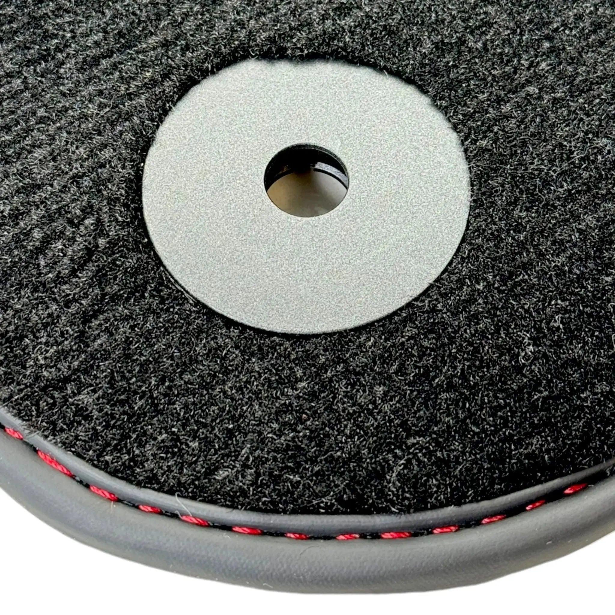 Black Floor Mats for Audi Q8 (2018-2023) with Red Leather | ER56 Design - AutoWin