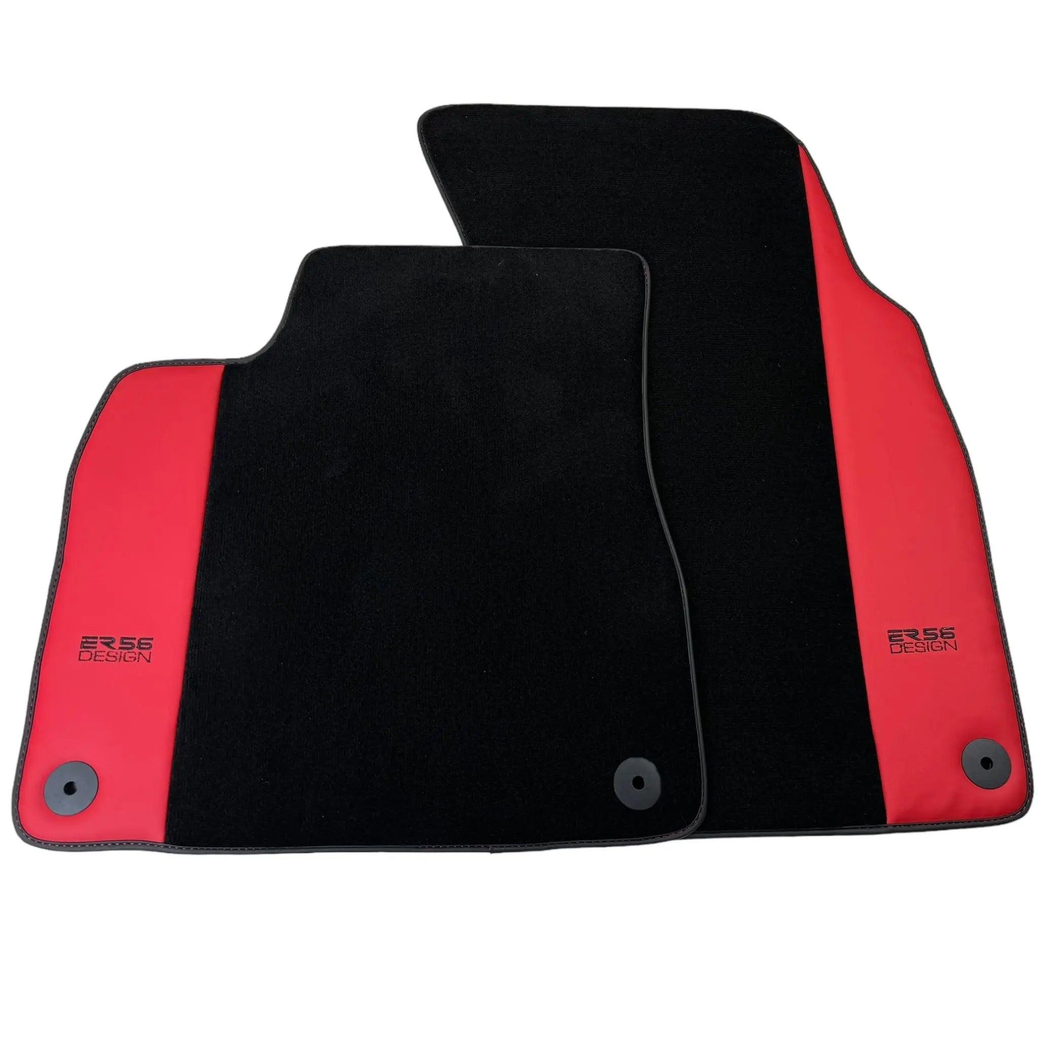 Black Floor Mats for Audi Q8 e-tron Sportback (2023-2025) with Red Leather | ER56 Design - AutoWin